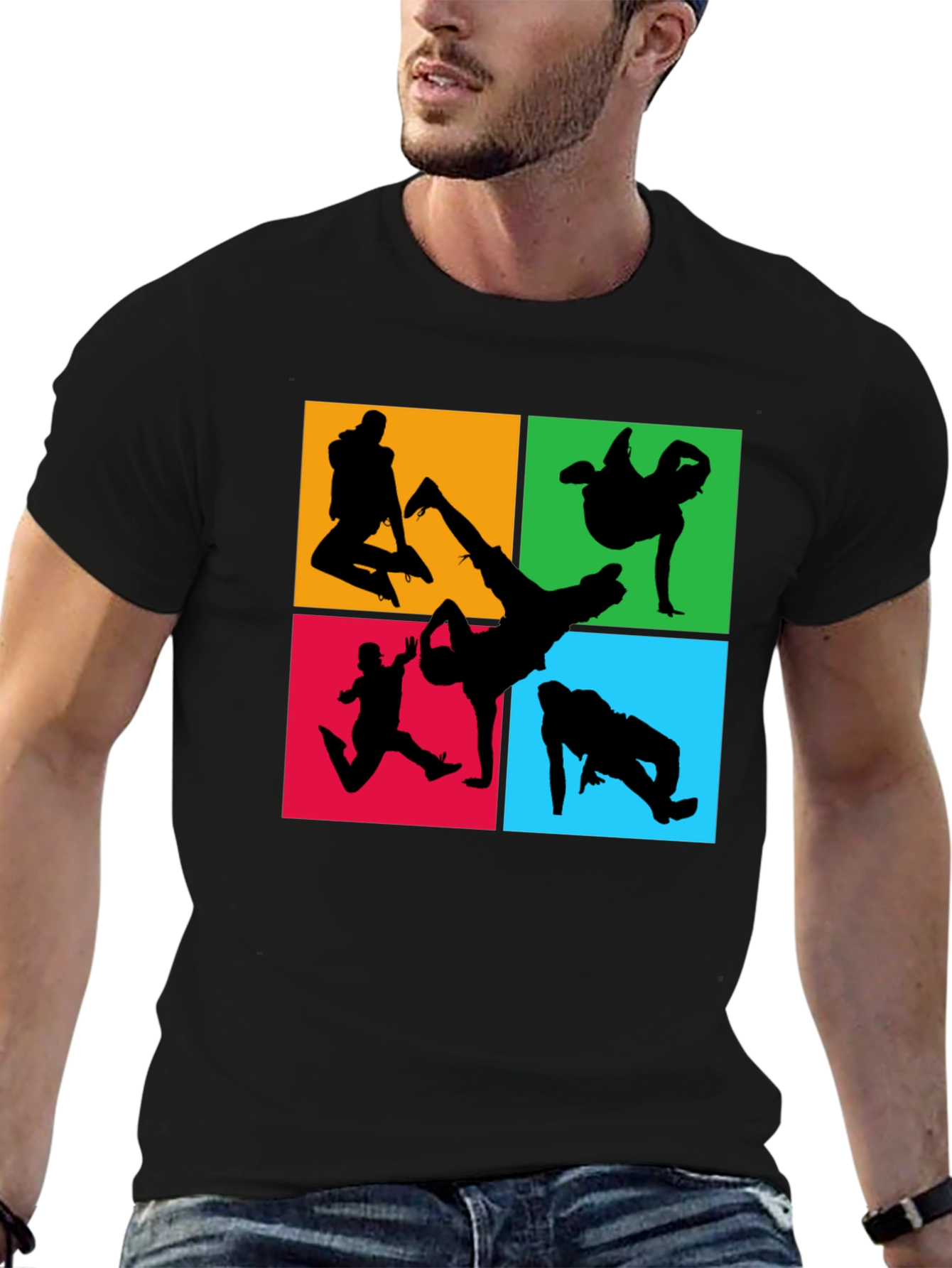 Breakdance Silhouette Graphic Tee - Black Cotton