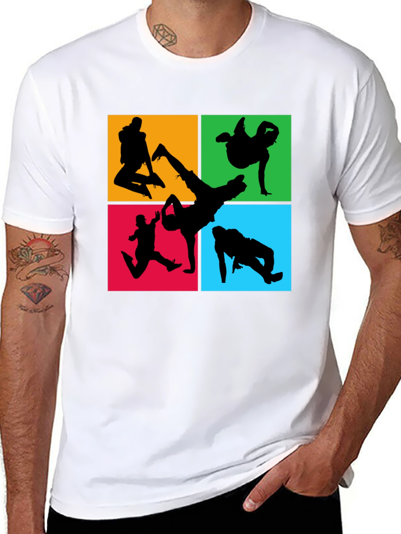 Breakdance Silhouette Graphic Tee - Black Cotton