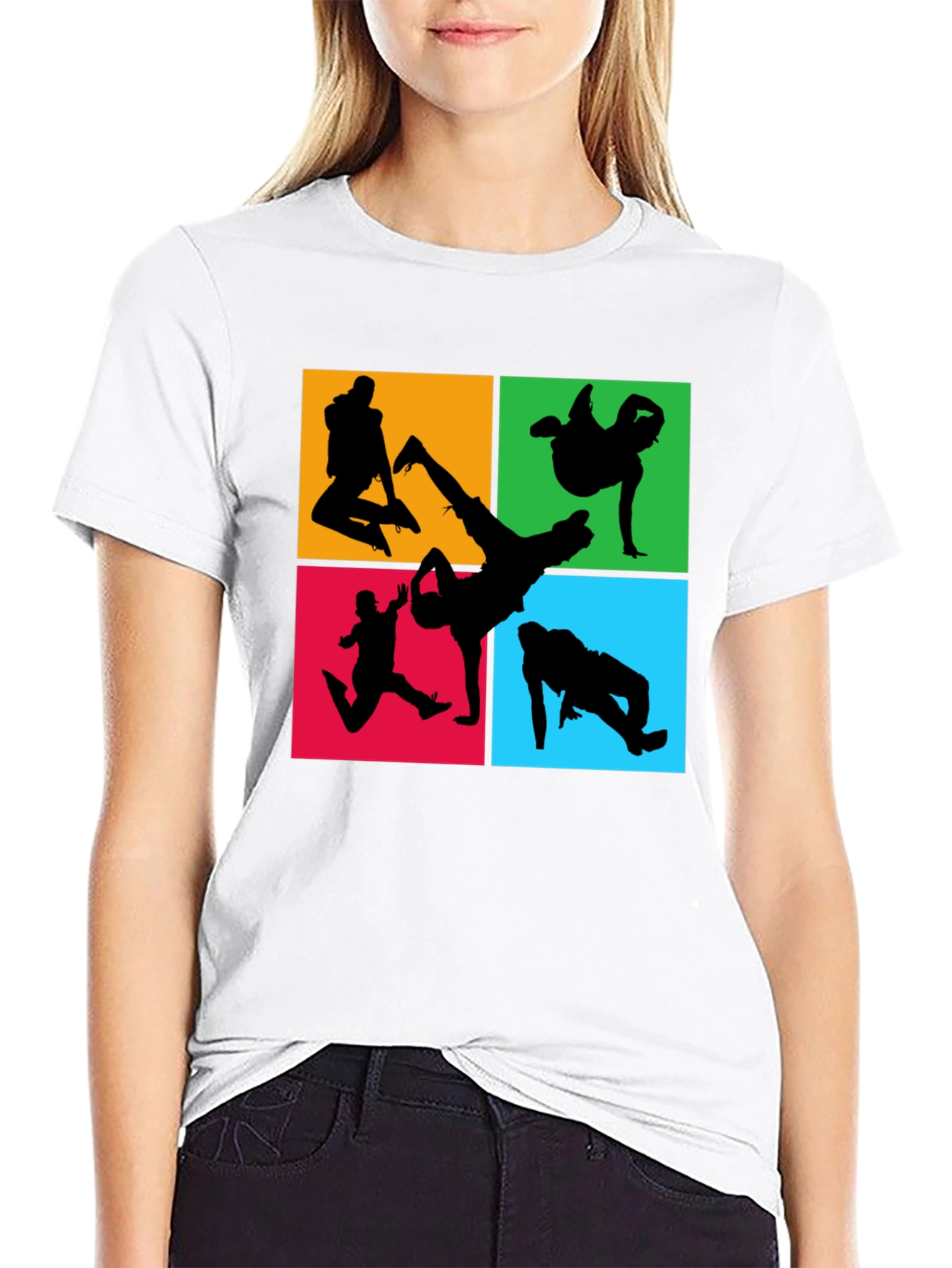 Breakdance Silhouette Graphic Tee - Black Cotton