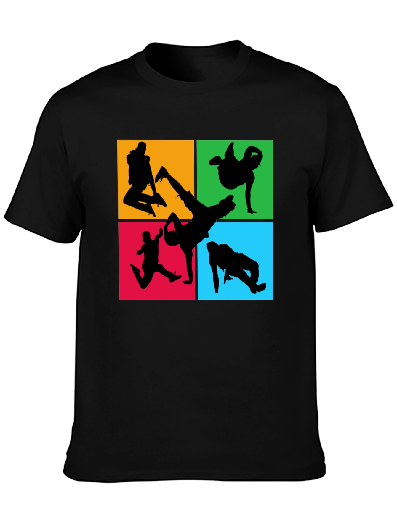 Breakdance Silhouette Graphic Tee - Black Cotton