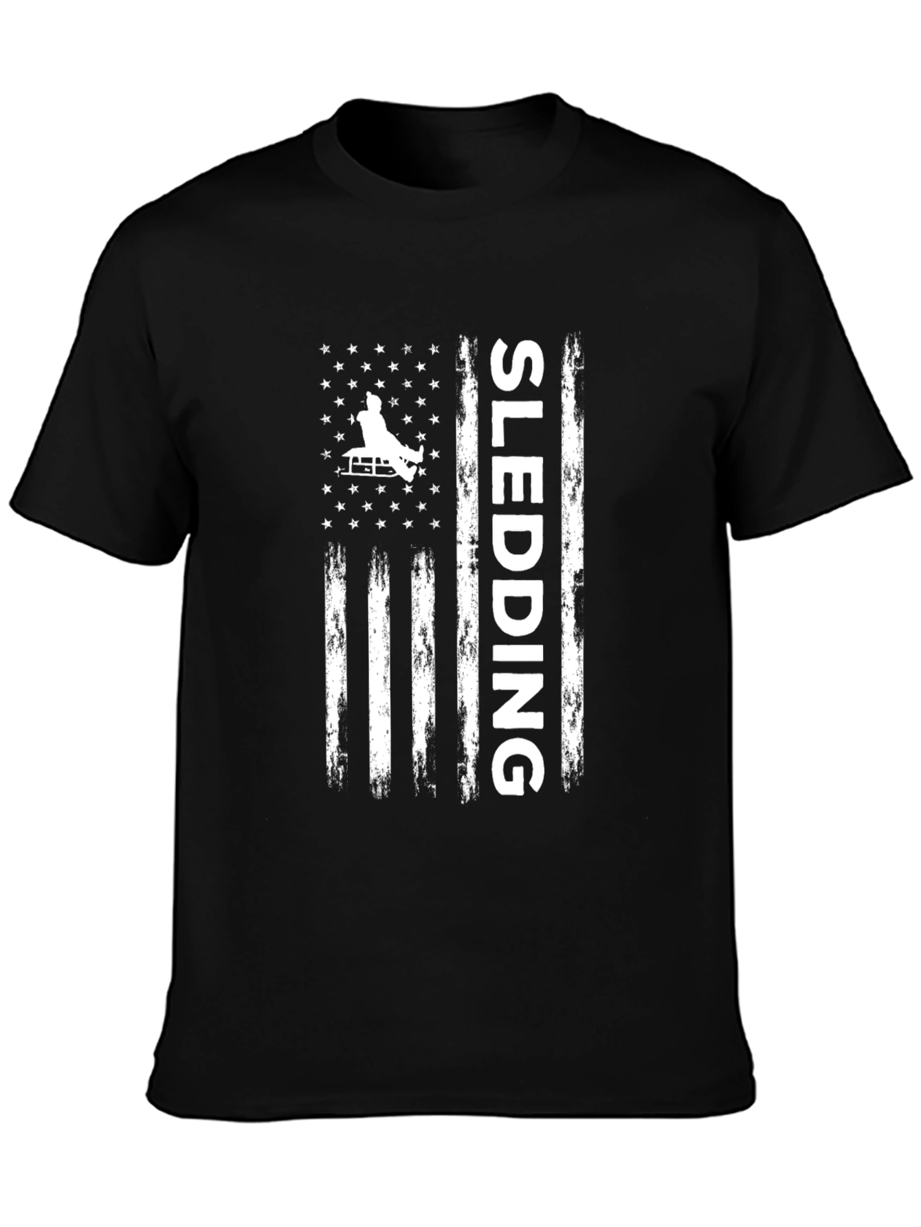 Sledding American Flag Graphic Tee - Black