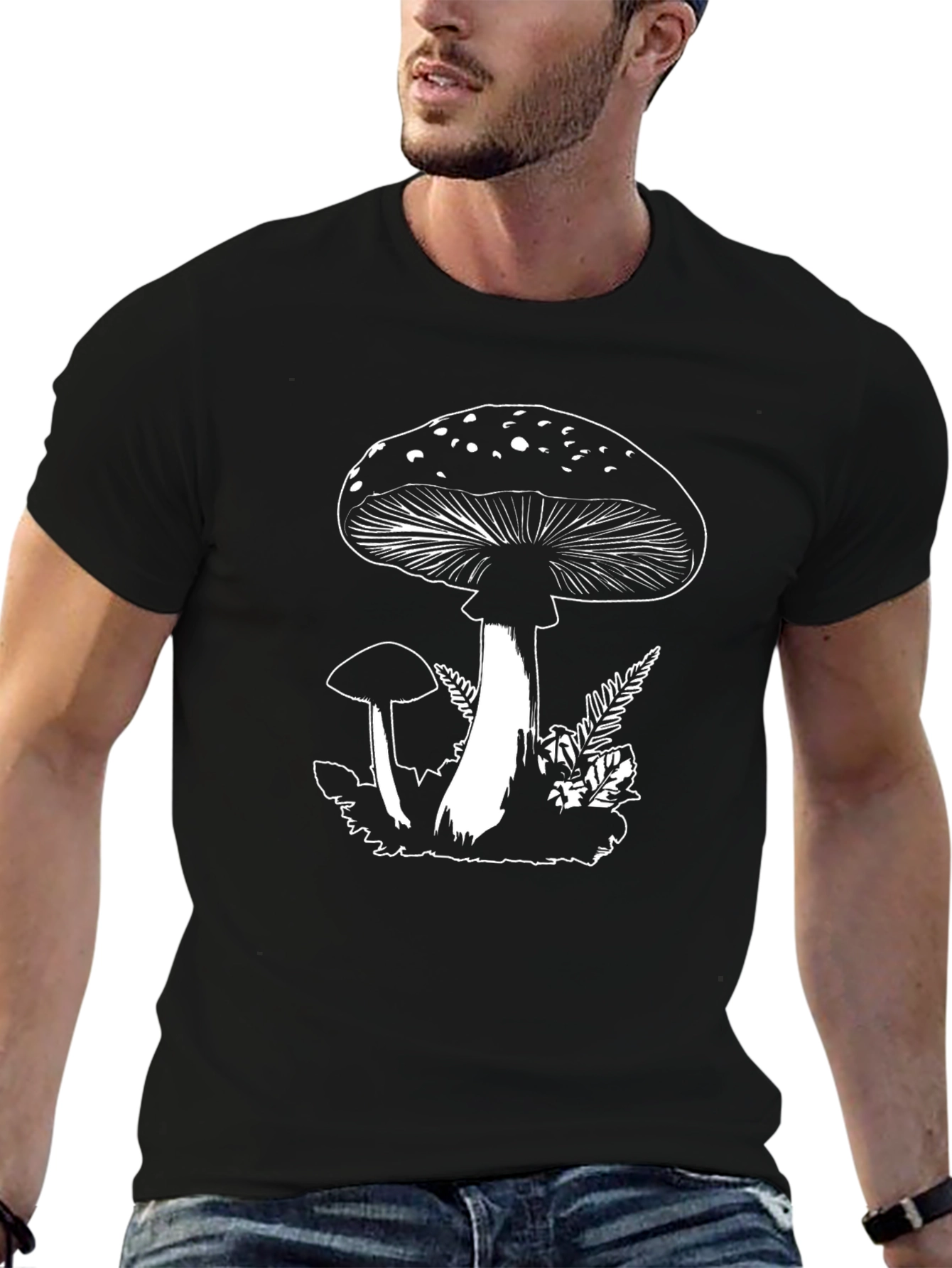 Mushroom Graphic Black T-Shirt