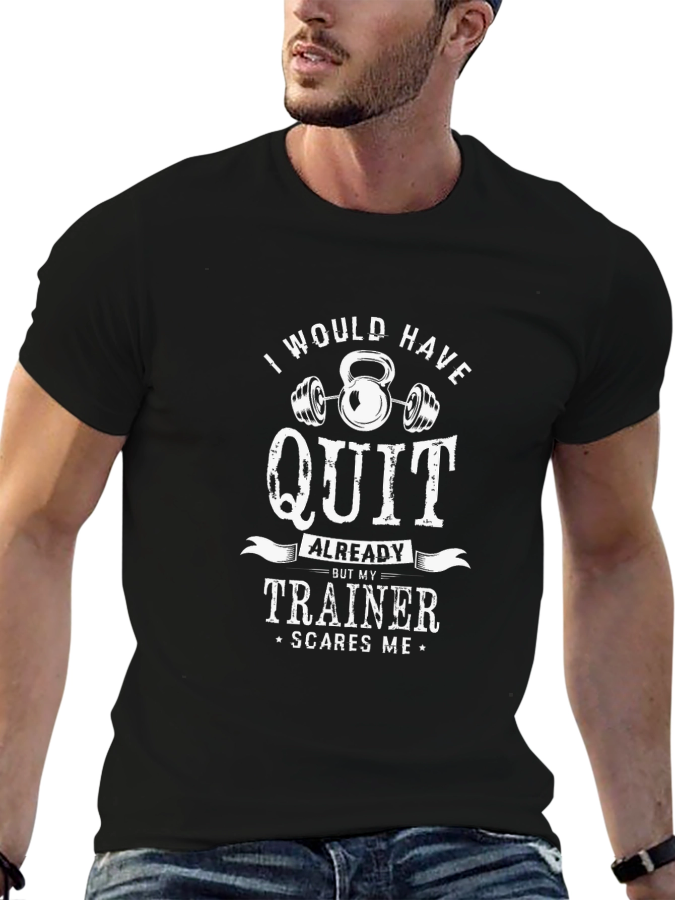 Funny Workout T-Shirt - Trainer Scares Me!