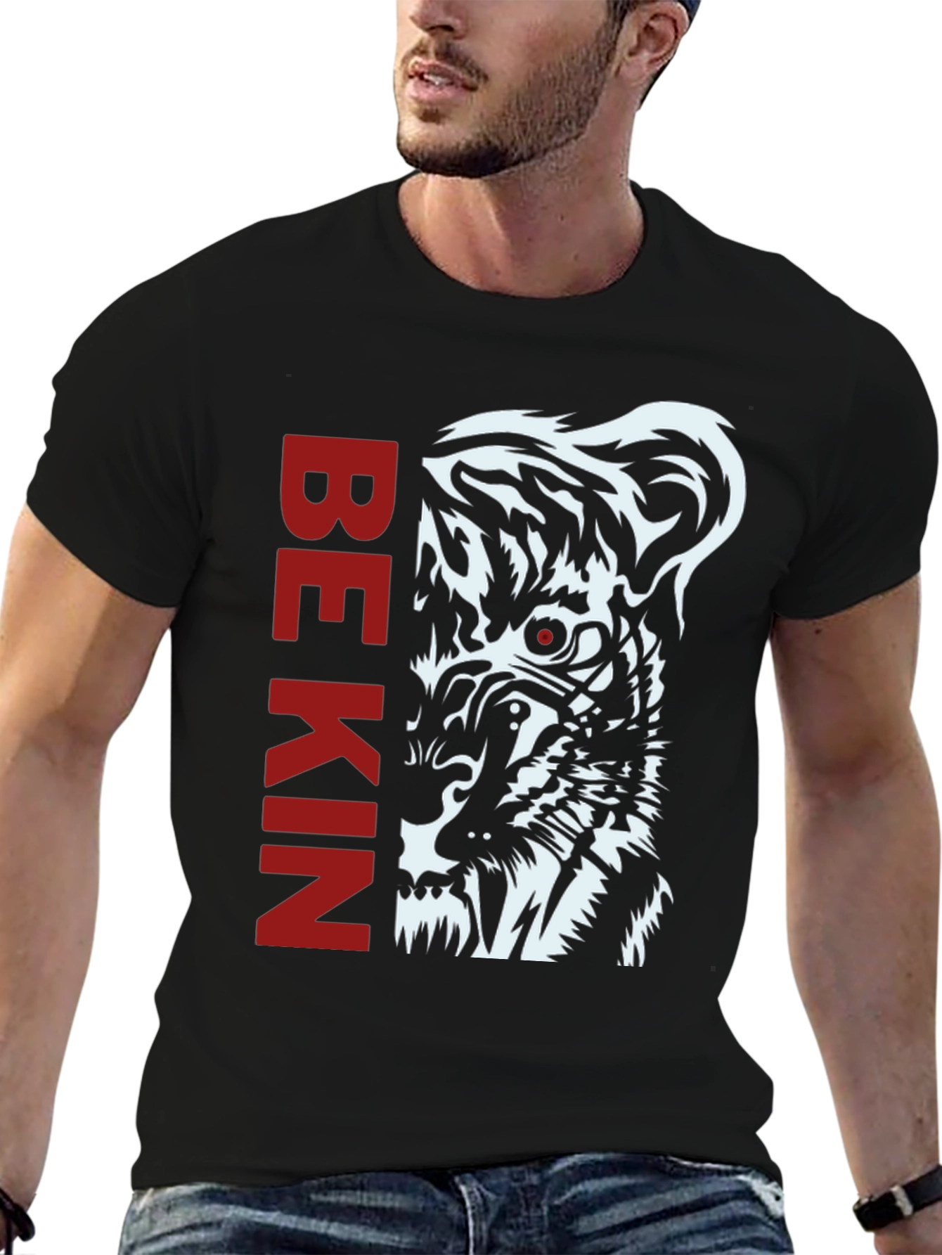 Be Kind Tiger Graphic Print Black T-Shirt