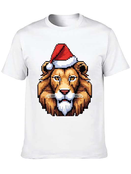 Pixel Art Lion Christmas T-Shirt