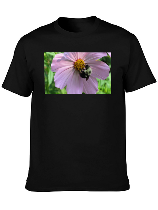 Bumble Bee on Flower Graphic Tee - Black