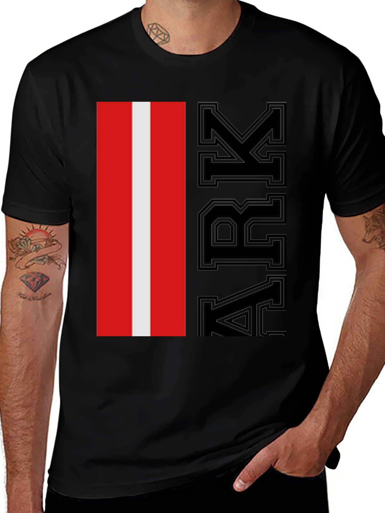 ARK Red & White Stripe Graphic T-Shirt