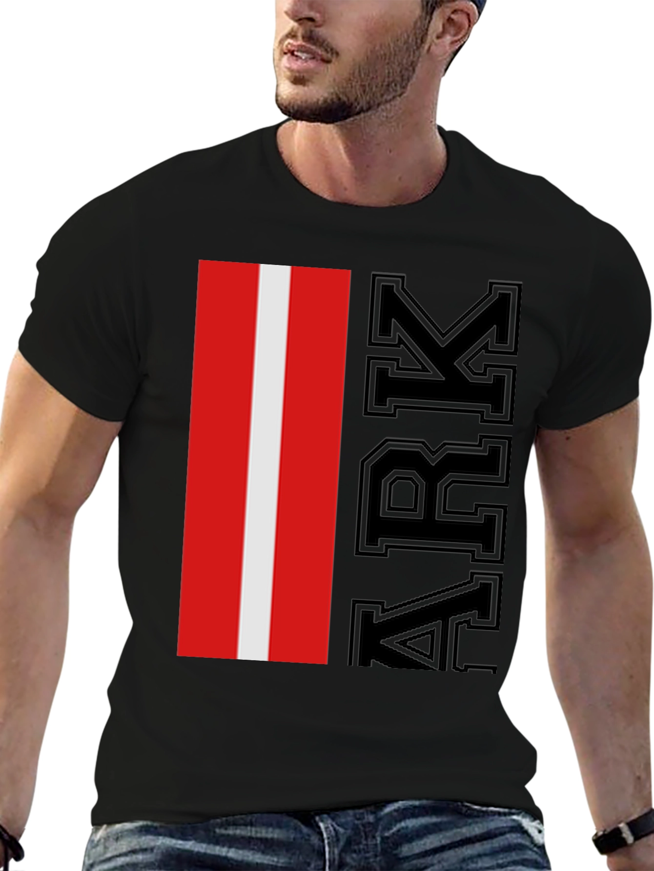 ARK Red & White Stripe Graphic T-Shirt
