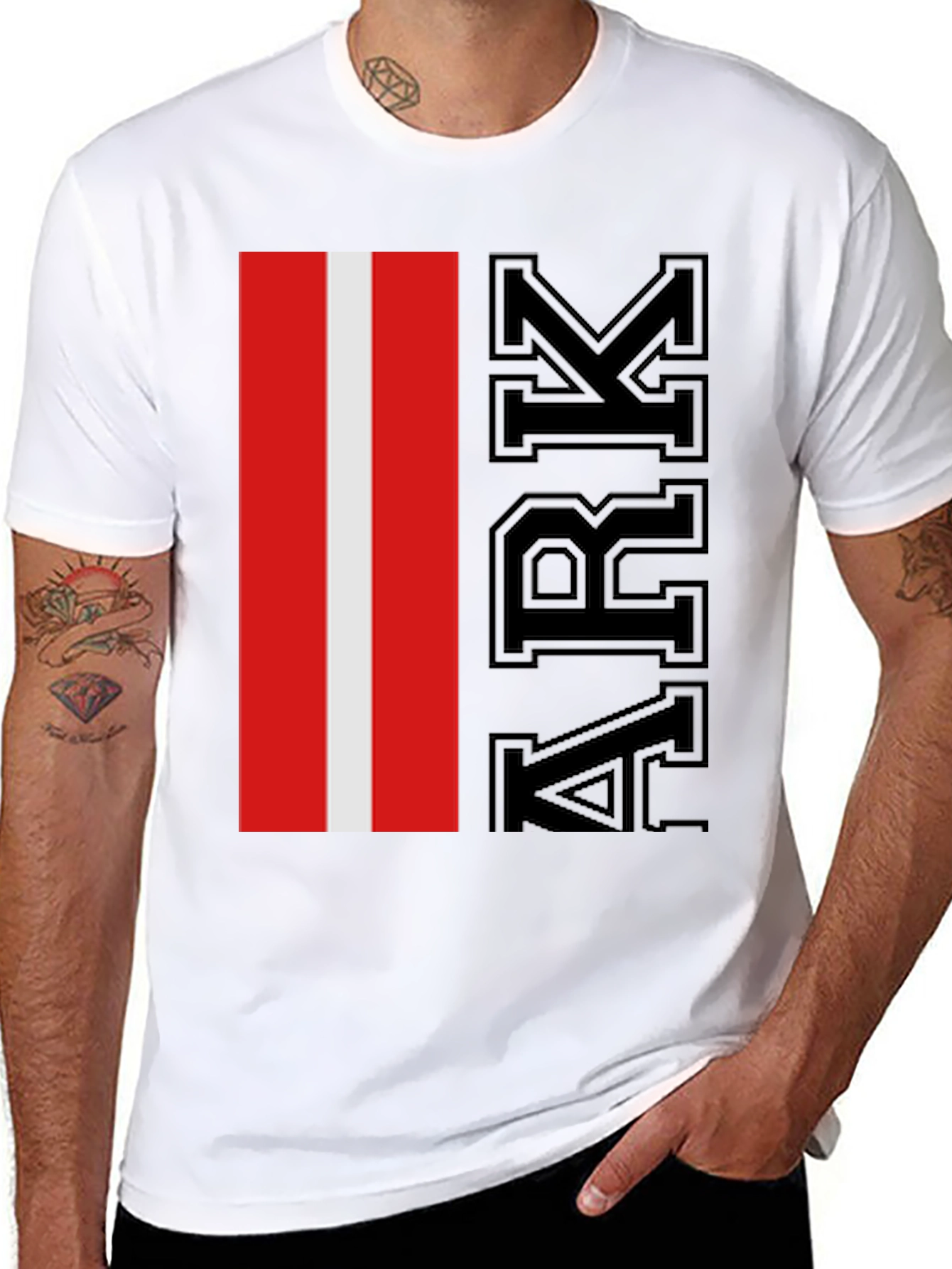 ARK Red & White Stripe Graphic T-Shirt