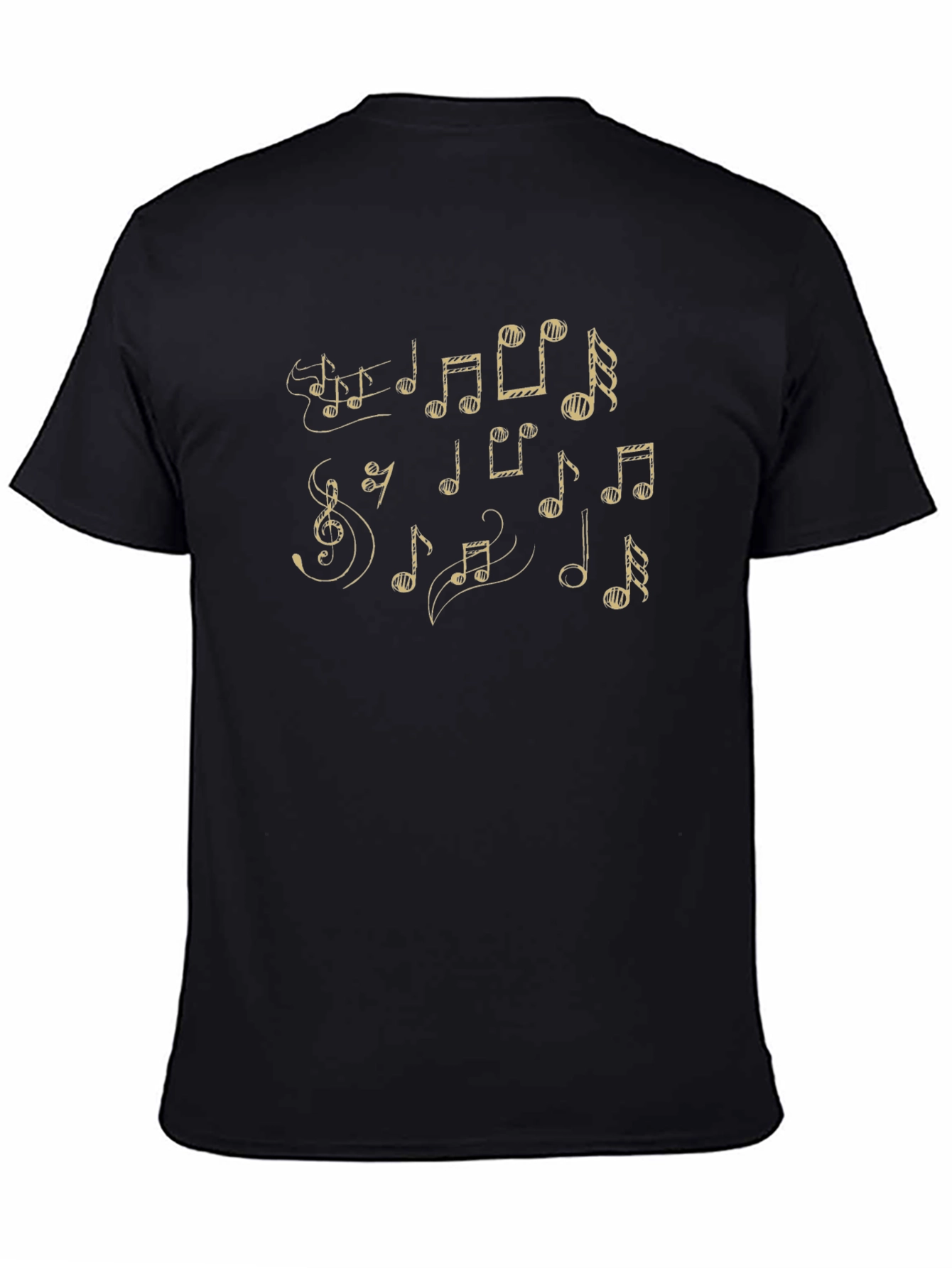 Musical Notes Graphic Black T-Shirt