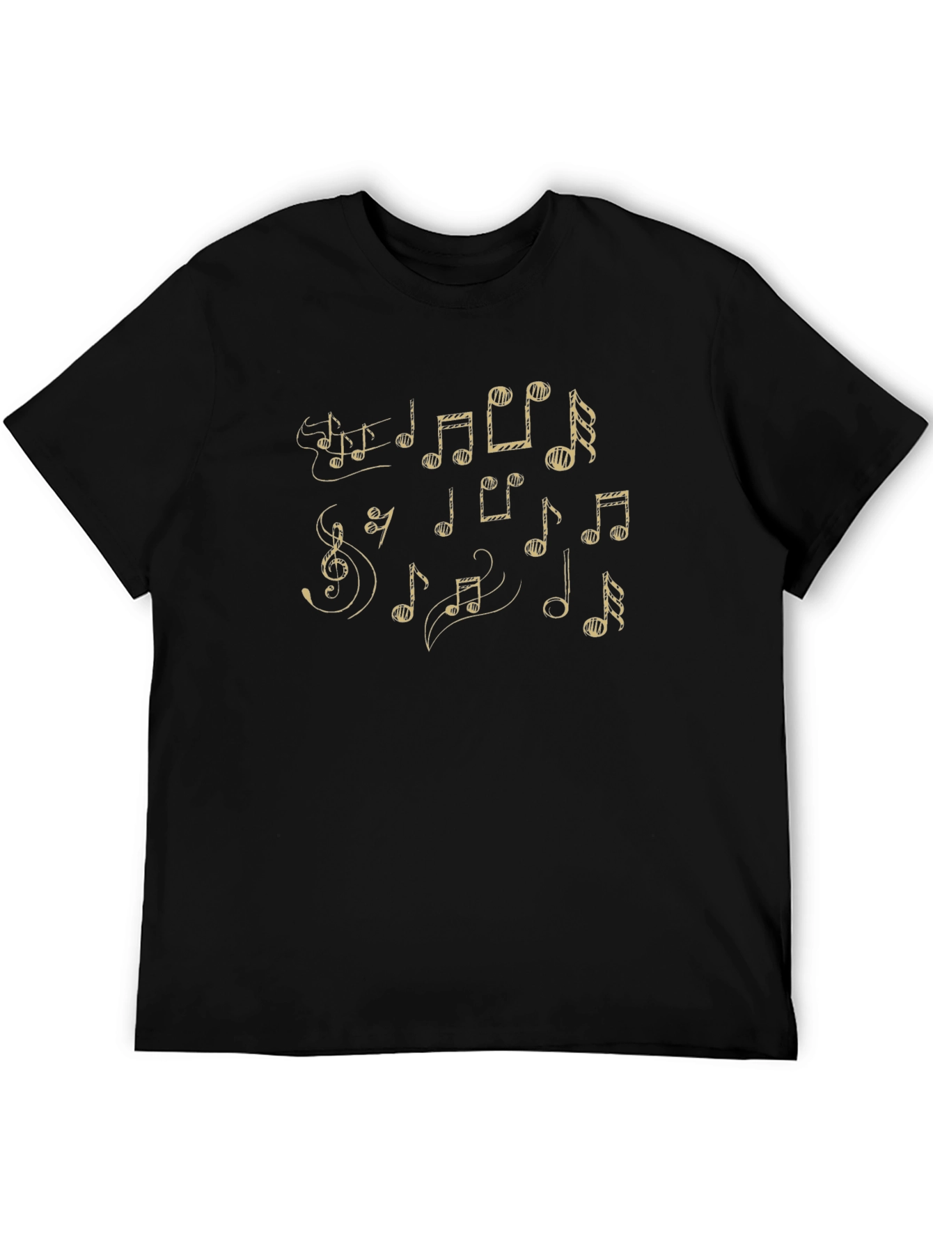 Musical Notes Graphic Black T-Shirt
