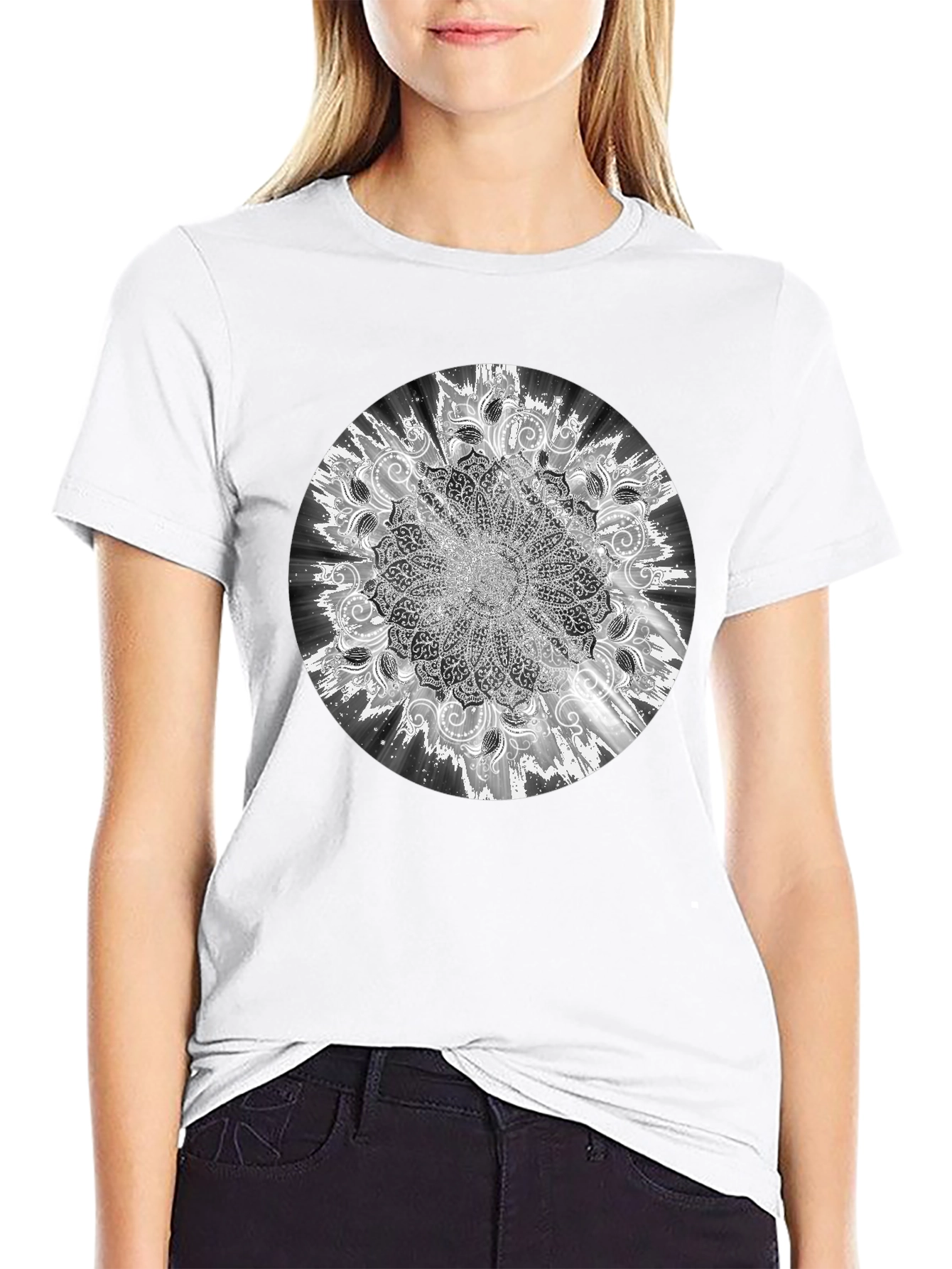 Mandala Graphic Print Black T-Shirt