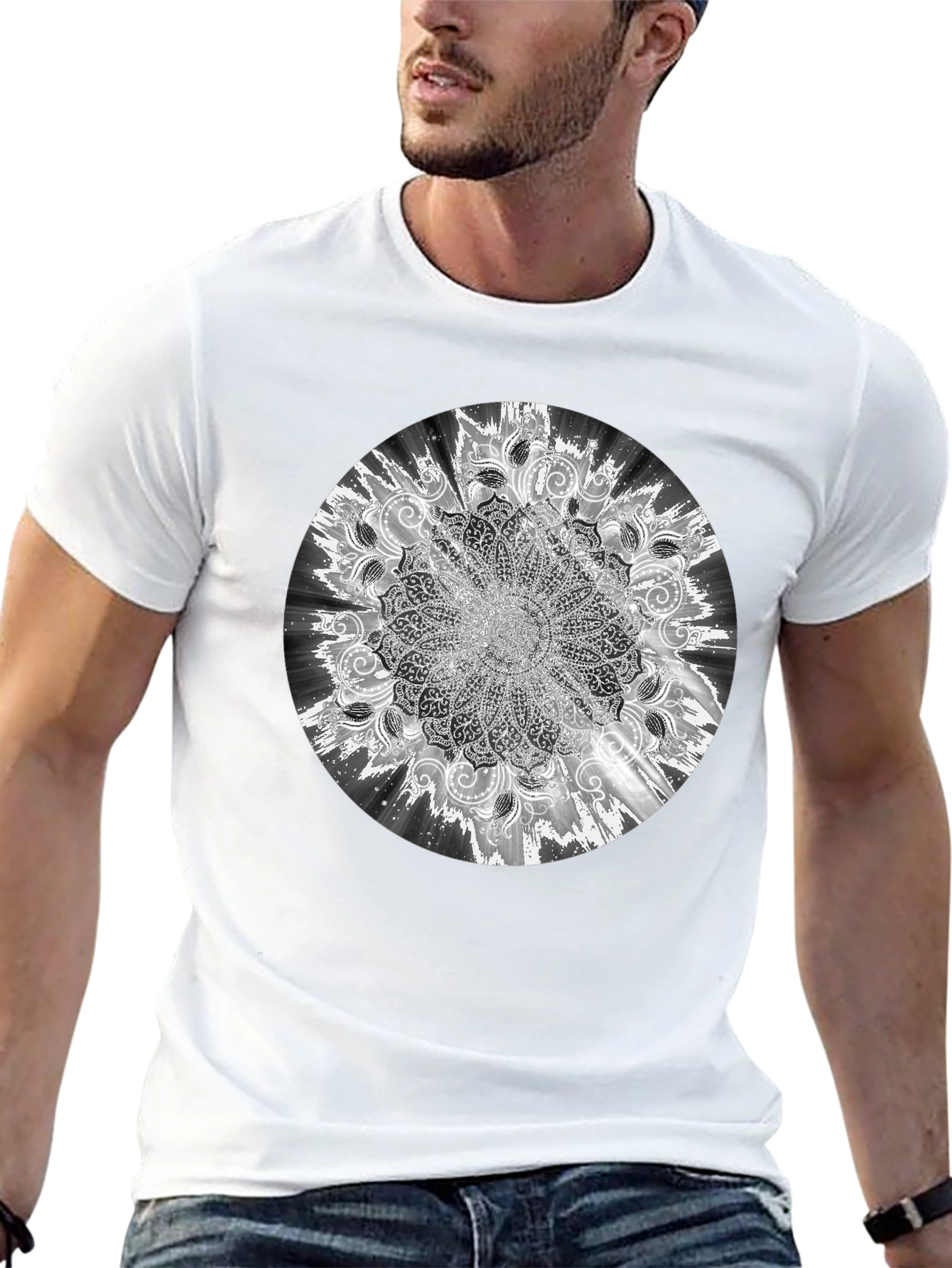 Mandala Graphic Print Black T-Shirt