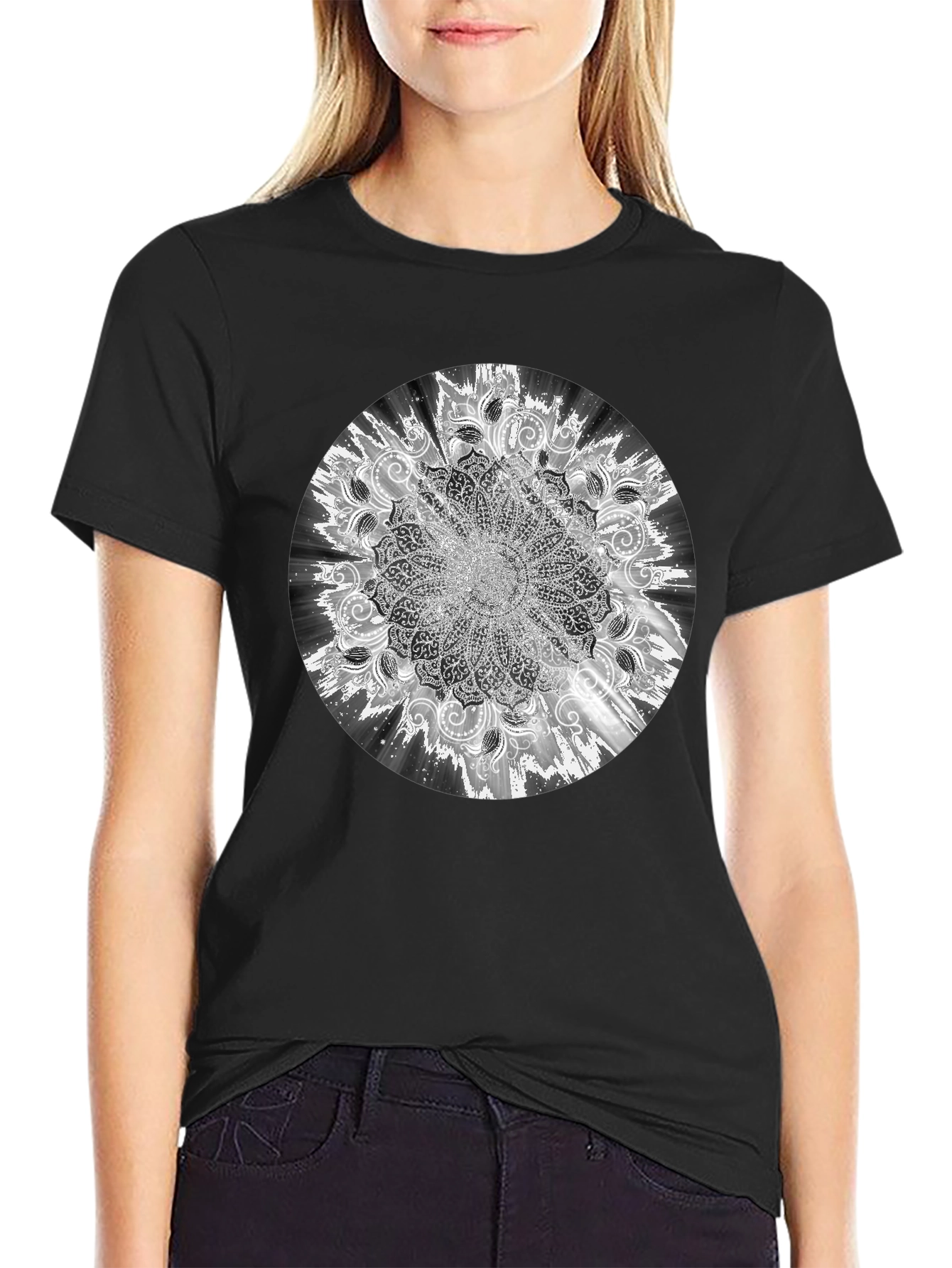 Mandala Graphic Print Black T-Shirt