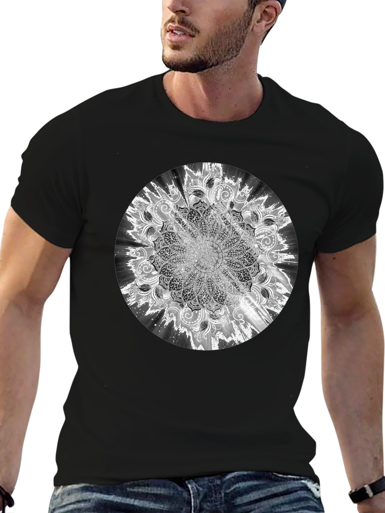 Mandala Graphic Print Black T-Shirt