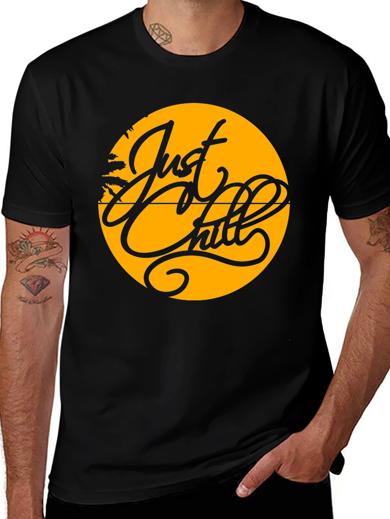 Just Chill Black T-Shirt - Relaxed Graphic Tee