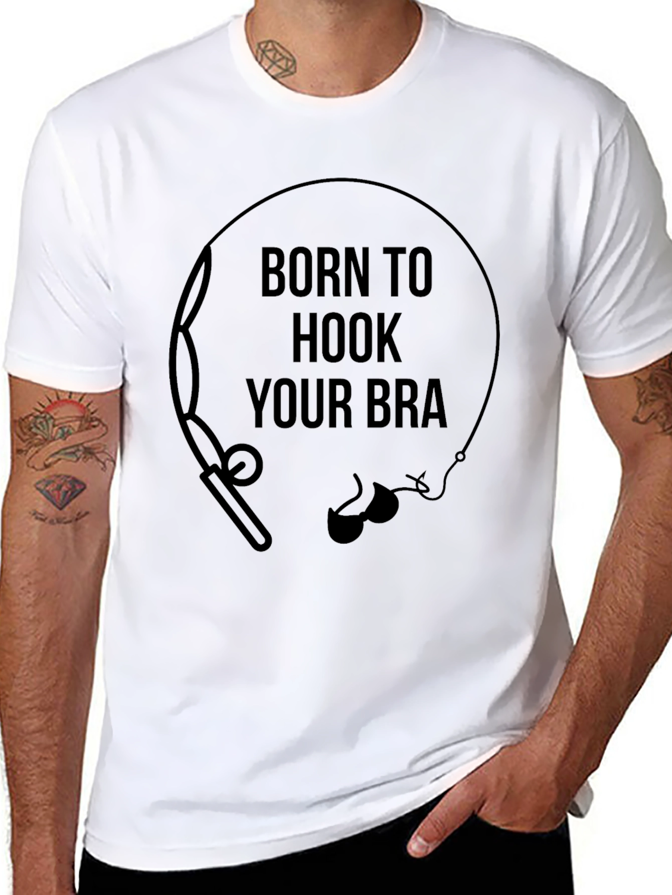 Born to Hook Your Bra Funny Graphic T-Shirt