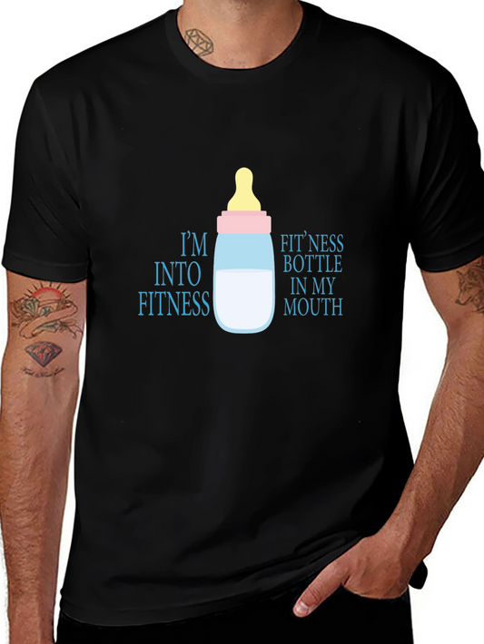 Humorous Fitness Bottle Graphic T-Shirt