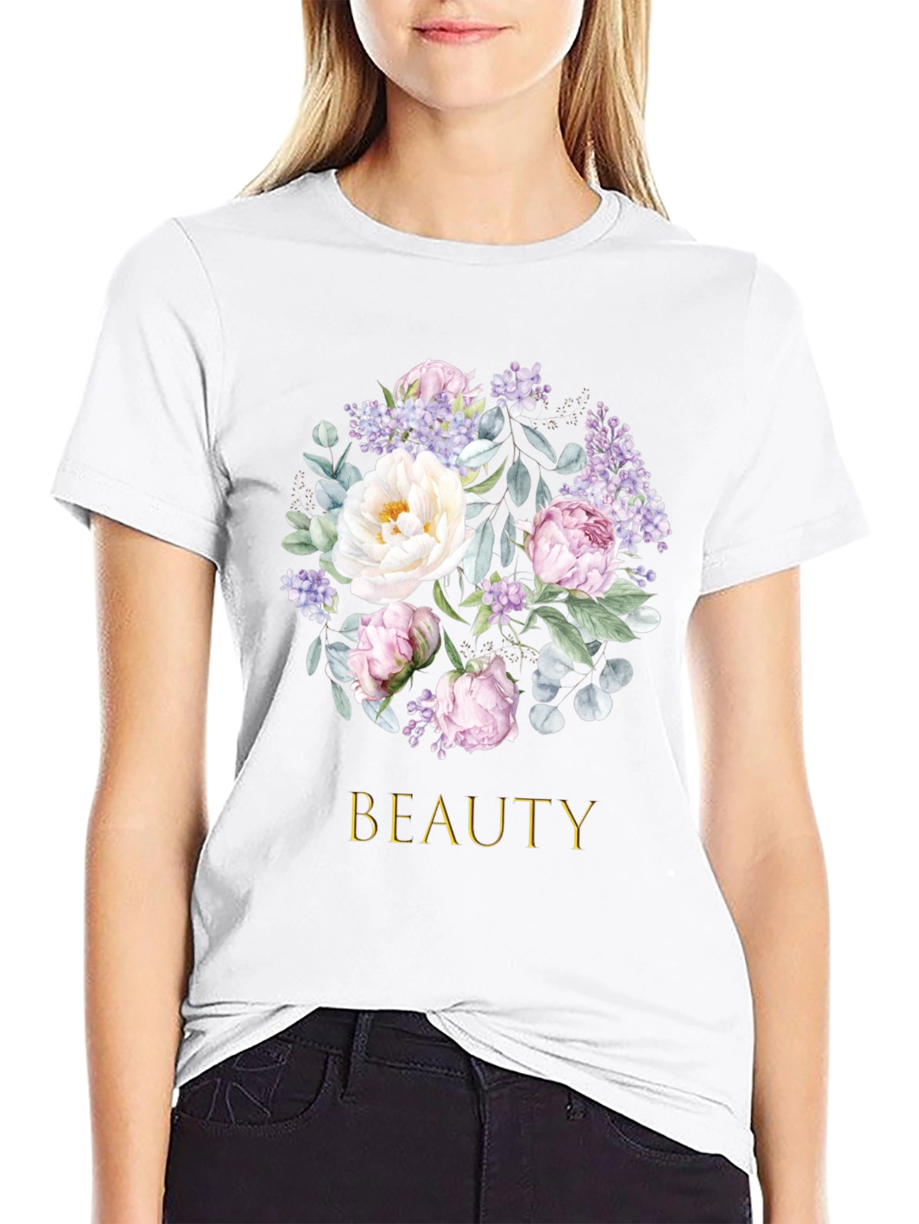 Floral Beauty T-Shirt - Elegant Botanical Design