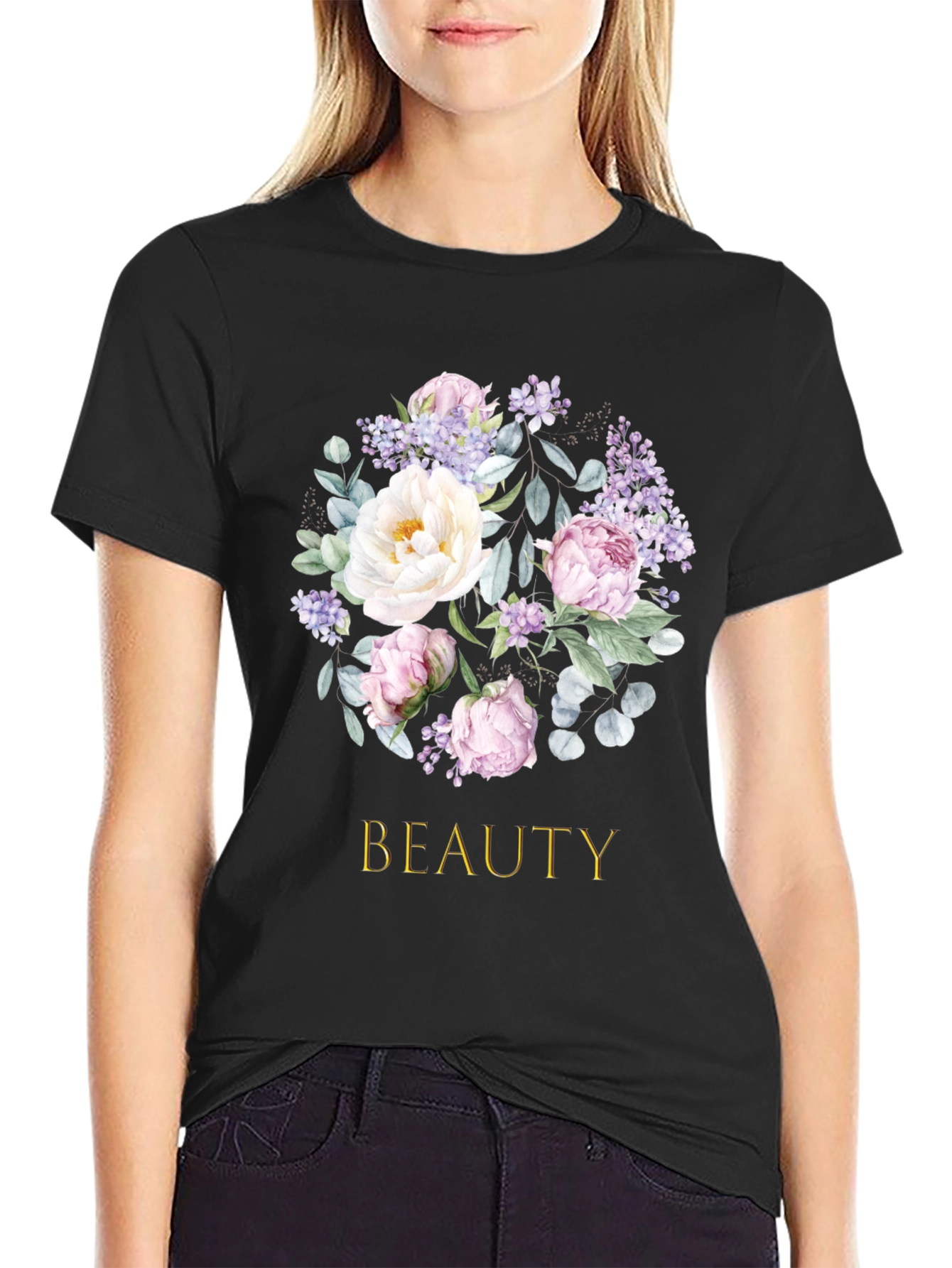 Floral Beauty T-Shirt - Elegant Botanical Design