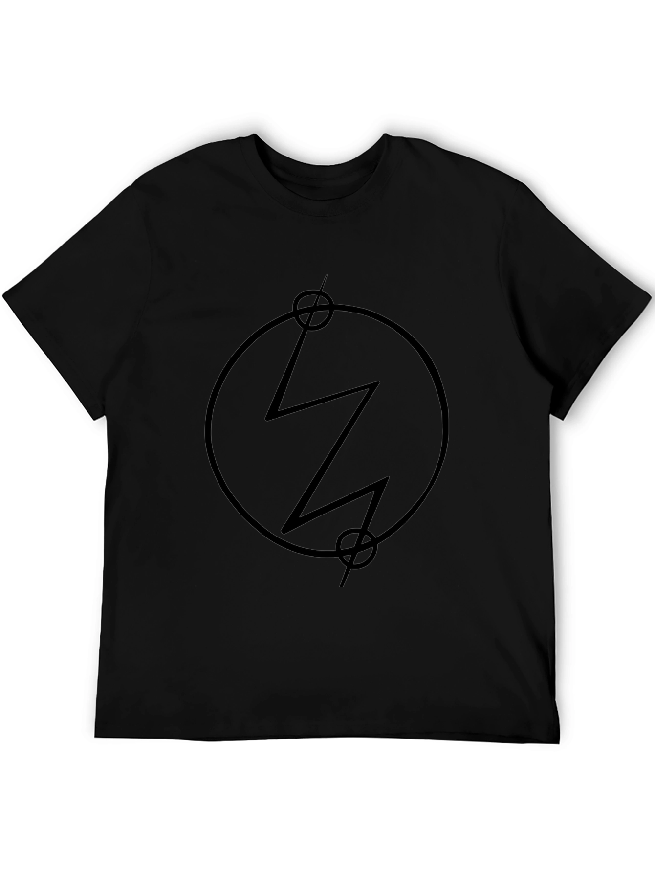 Geometric Circle Lightning Black T-Shirt