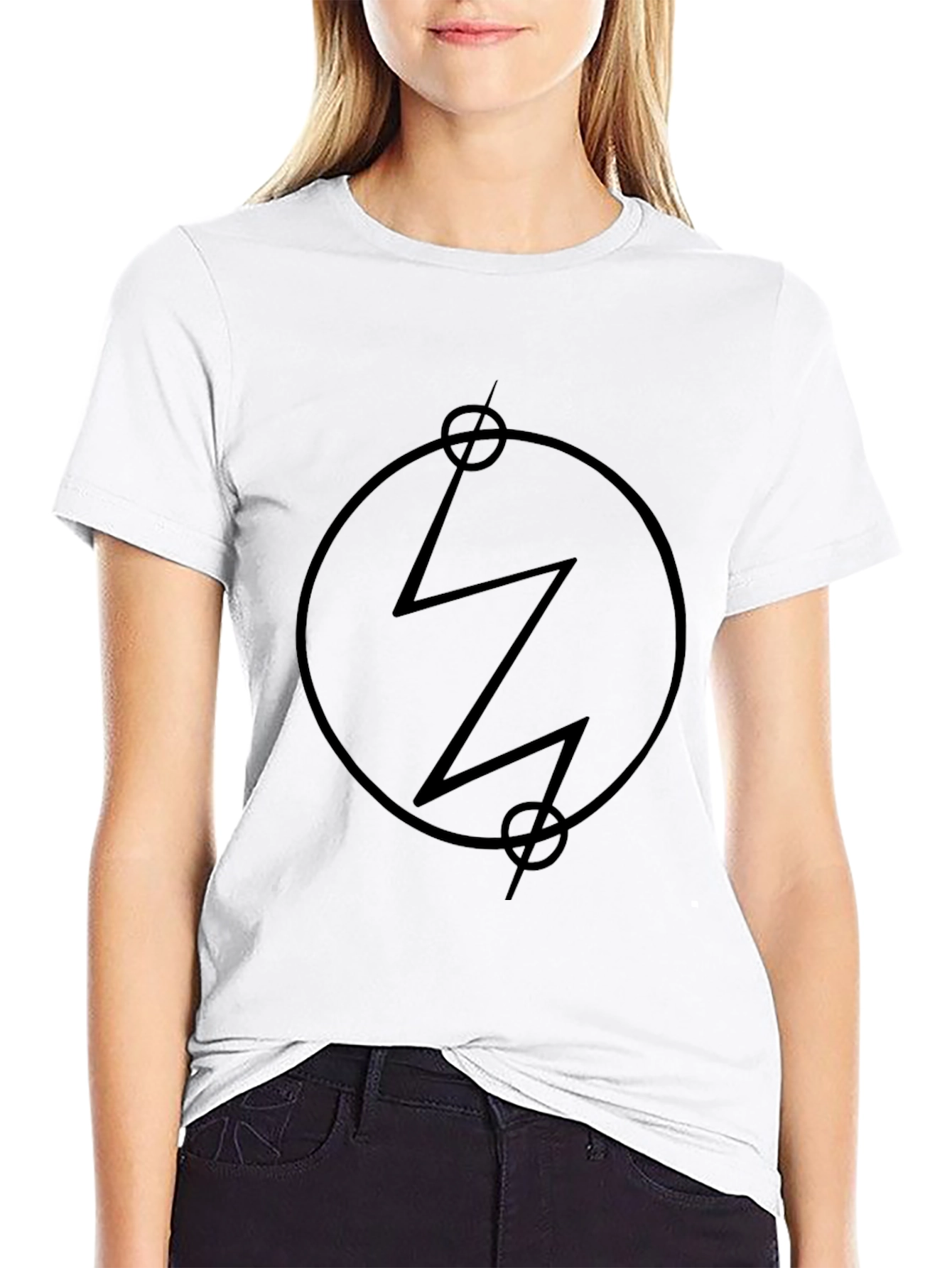 Geometric Circle Lightning Black T-Shirt