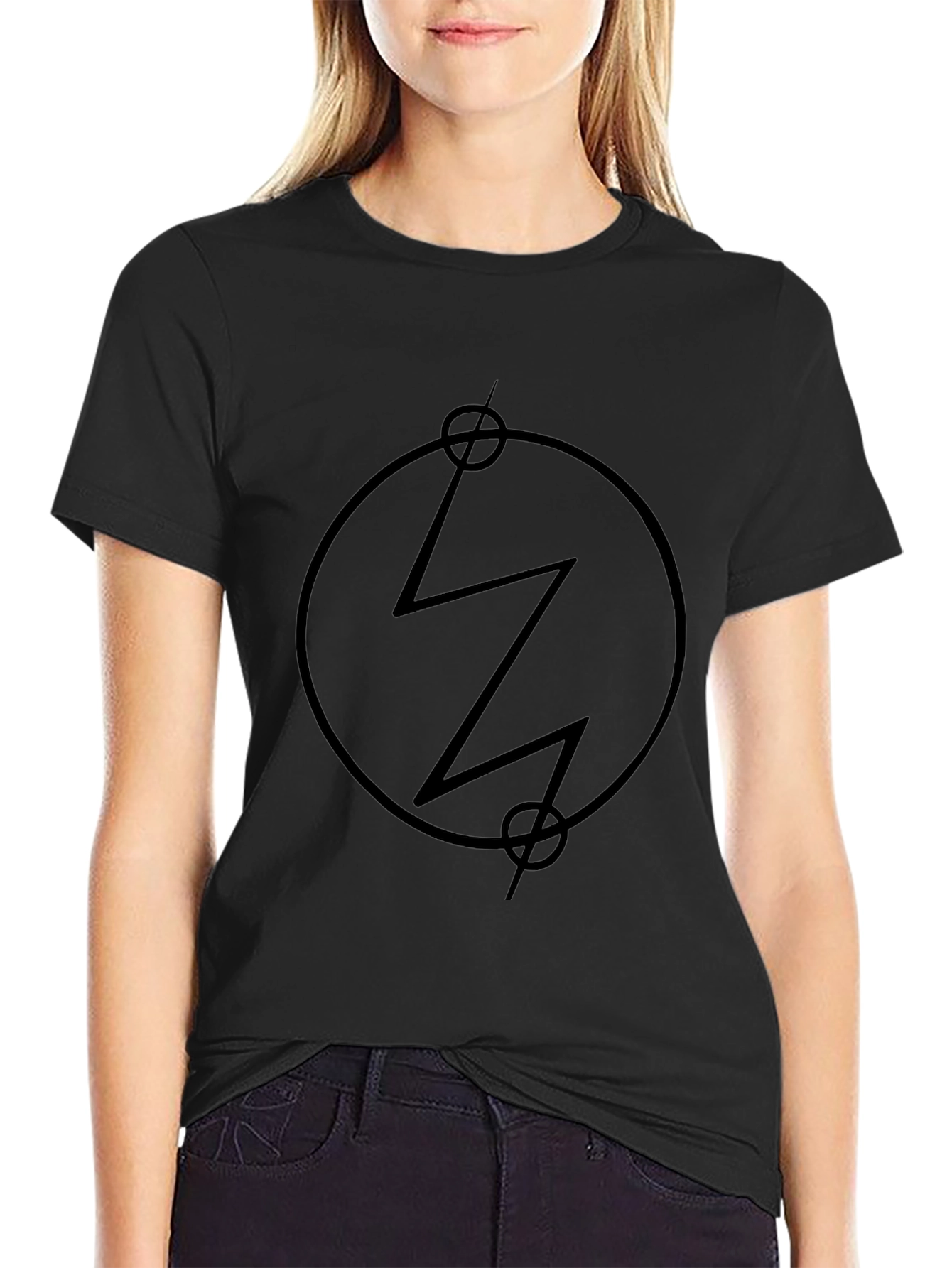 Geometric Circle Lightning Black T-Shirt