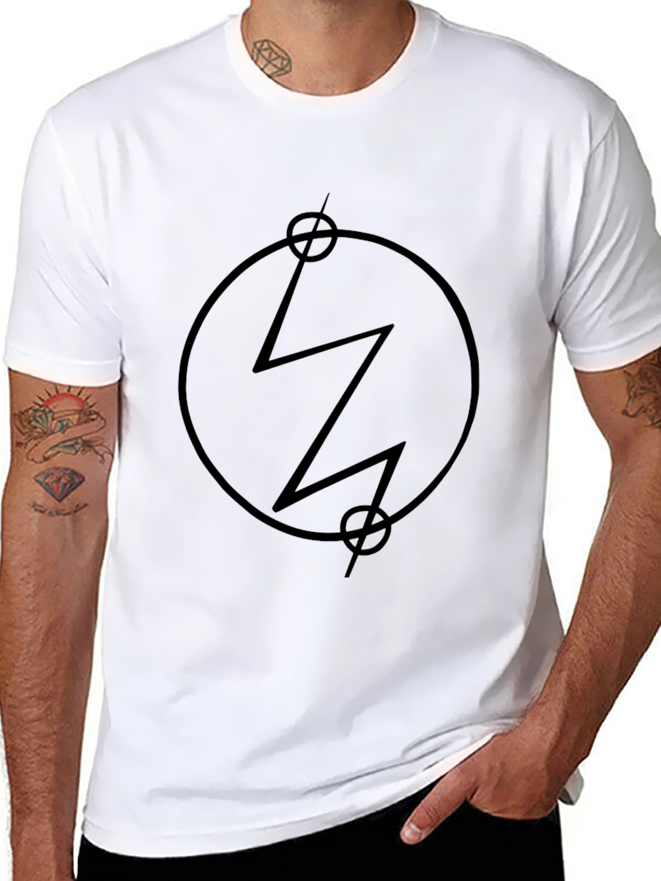 Geometric Circle Lightning Black T-Shirt