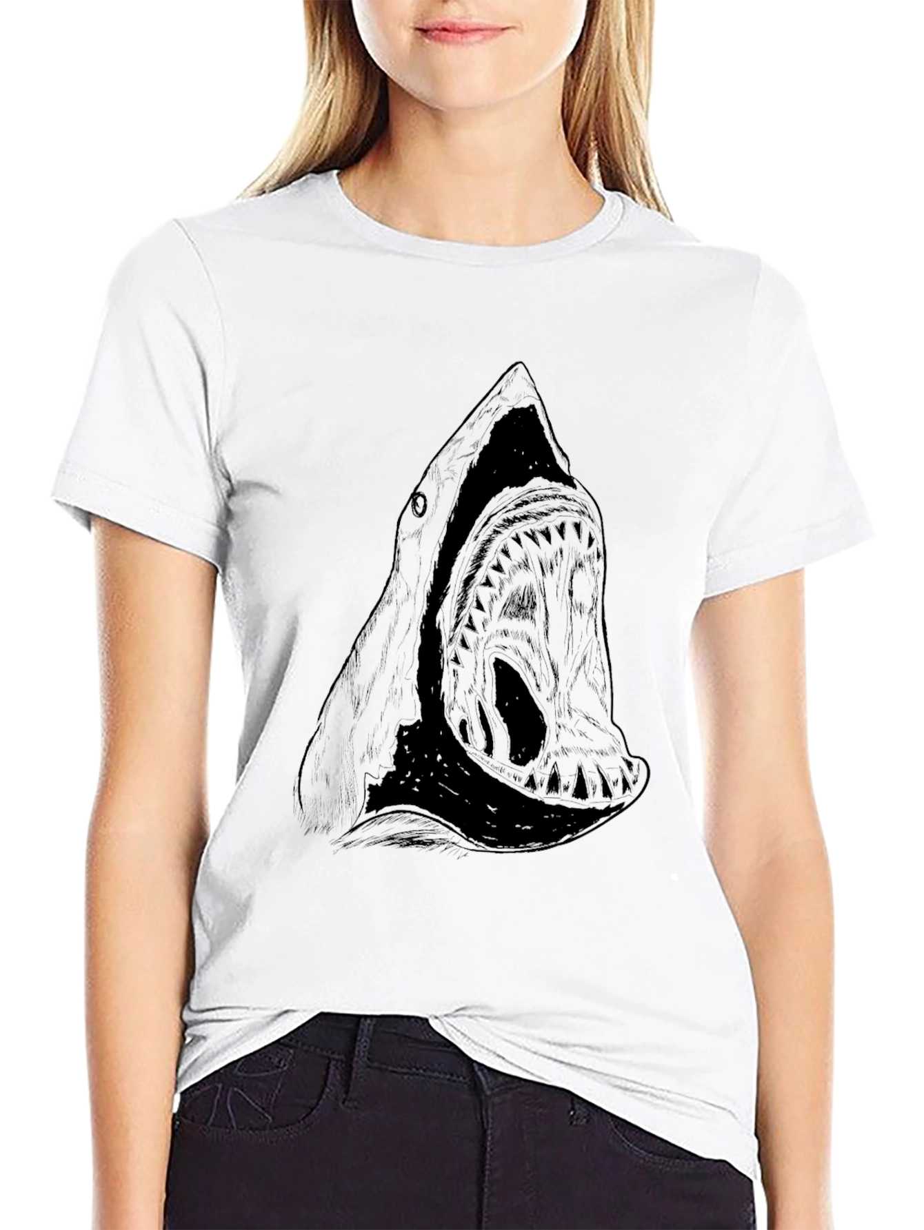 Mens Black Shark Graphic Tee