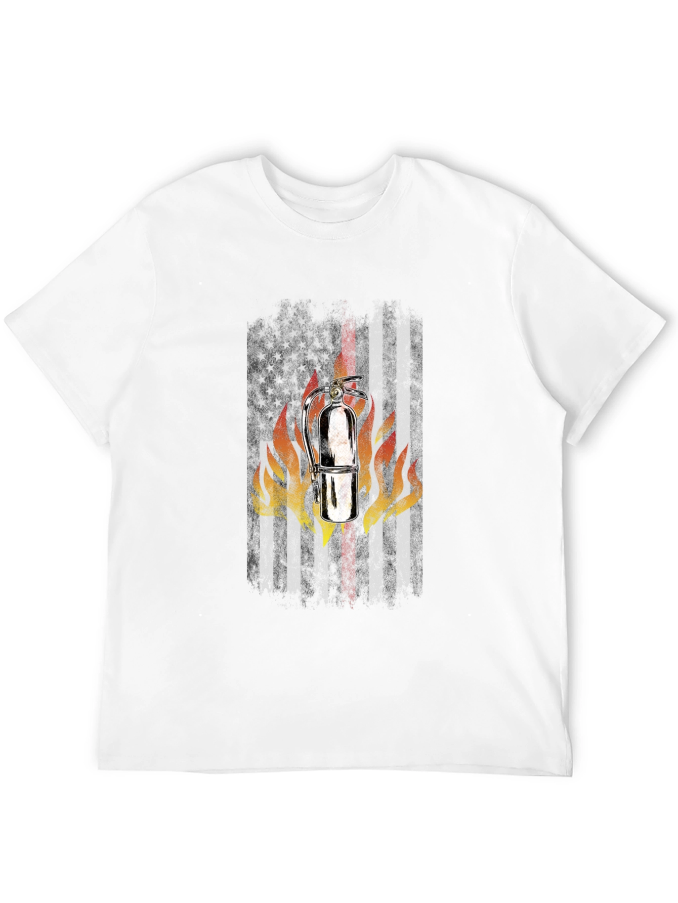 Firefighter American Flag Fire Extinguisher Graphic T-Shirt
