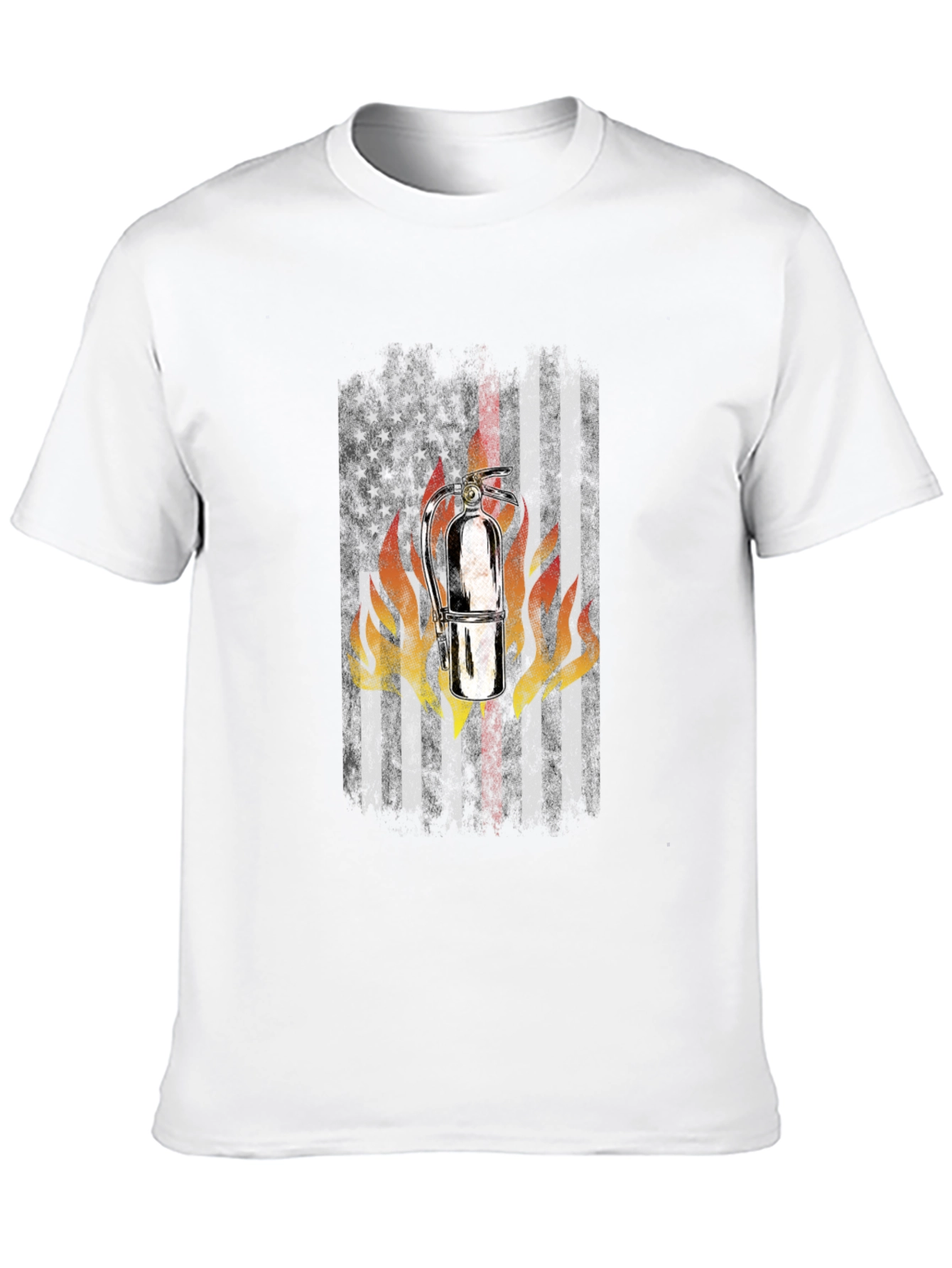Firefighter American Flag Fire Extinguisher Graphic T-Shirt