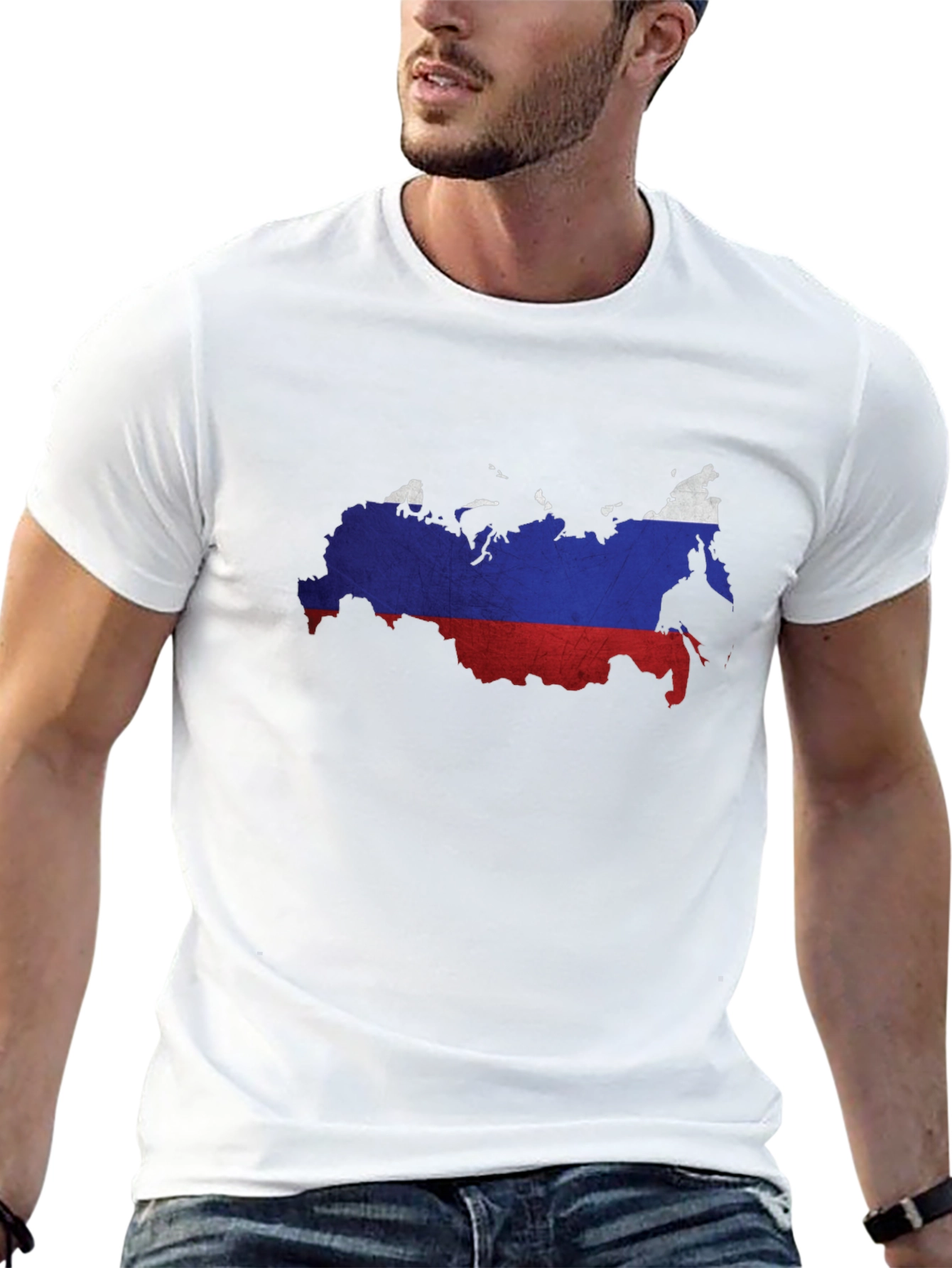 Russia Flag Map Graphic Tee - Black