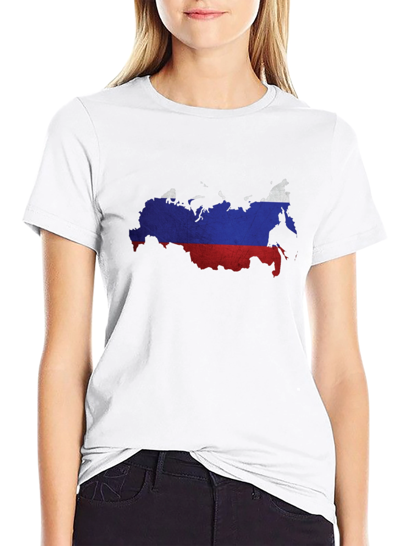Russia Flag Map Graphic Tee - Black