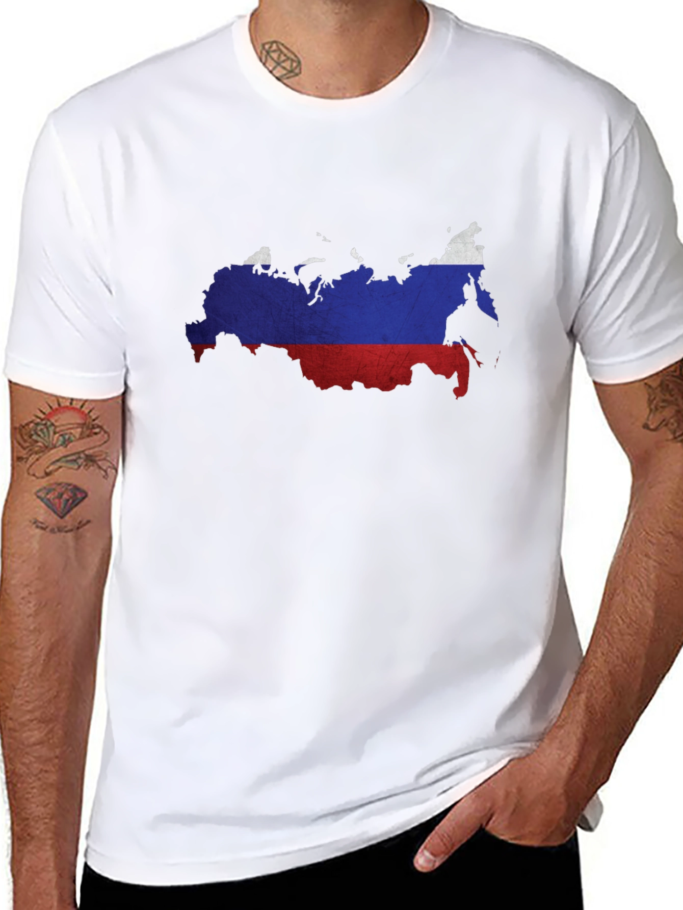Russia Flag Map Graphic Tee - Black
