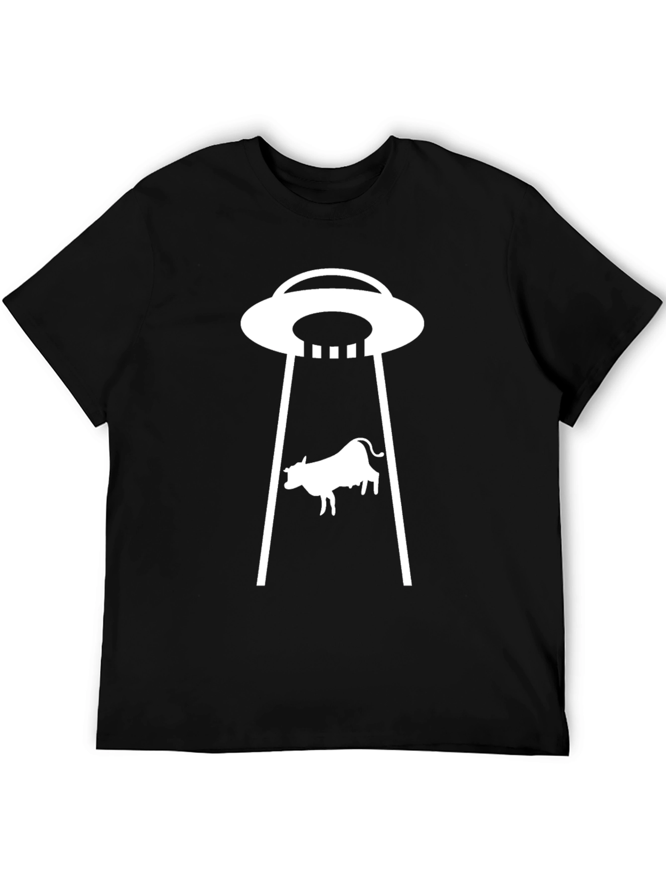 UFO Cow Abduction Black T-Shirt