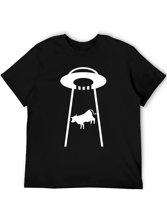 UFO Cow Abduction Black T-Shirt