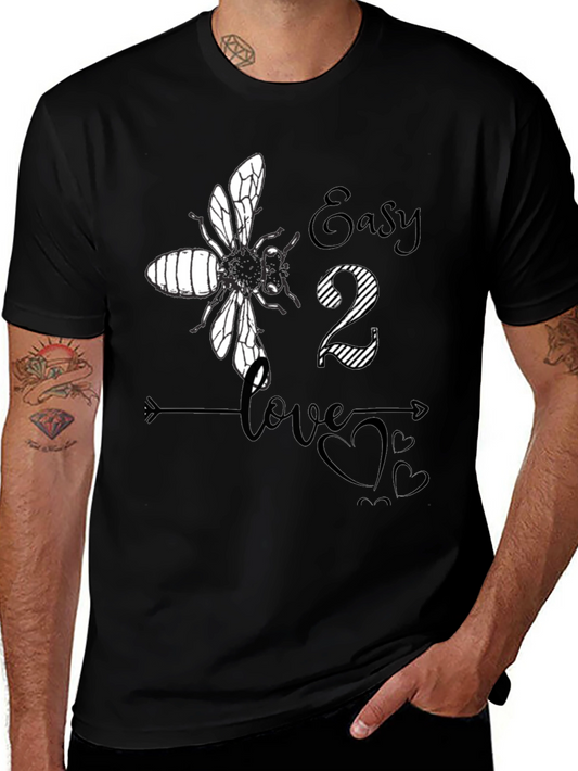 Easy 2 Love Bee Graphic Tee - Black Cotton Casual