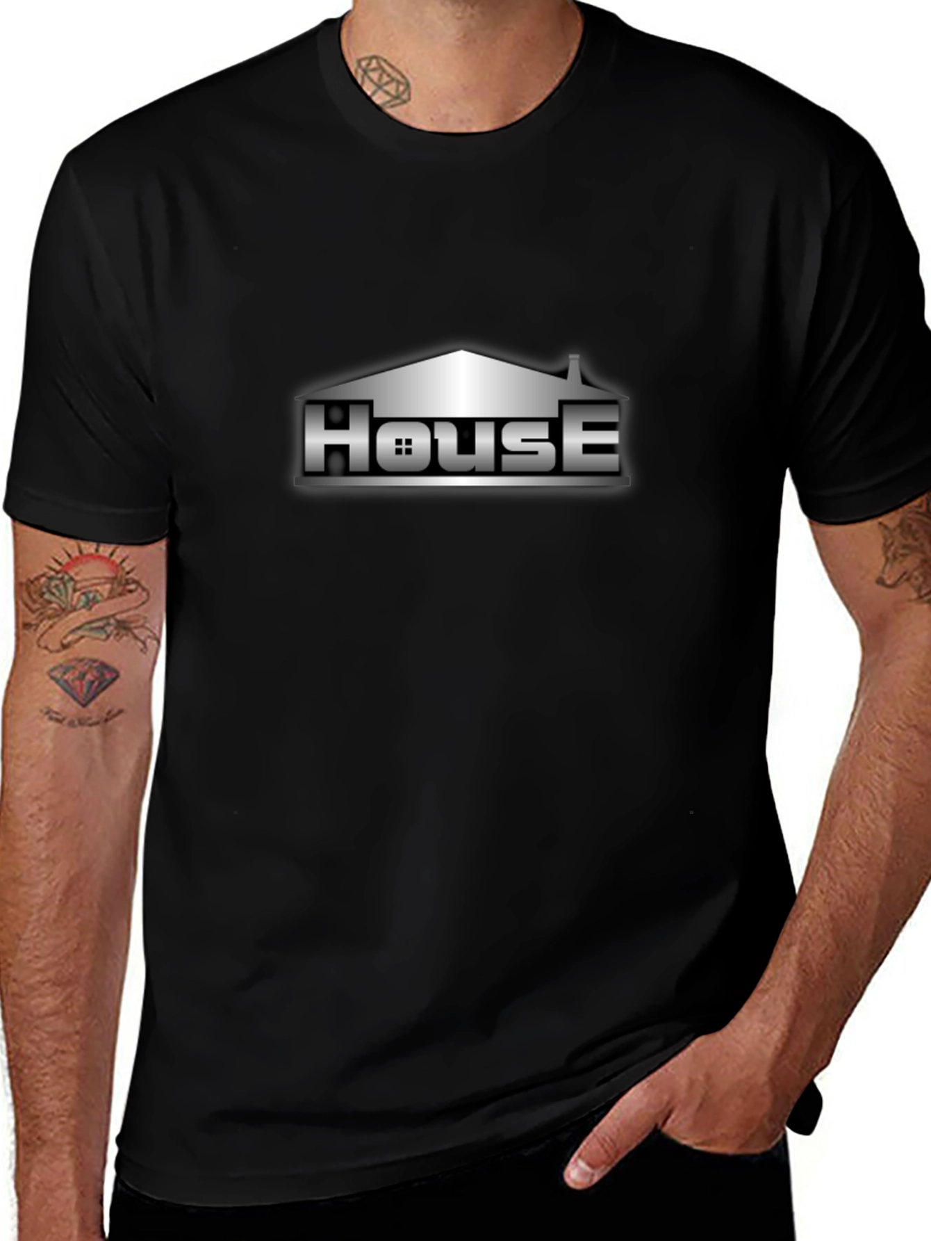 House Graphic Tee - Urban Style Black T-Shirt