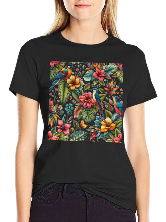 Tropical Birds & Floral Print Tee