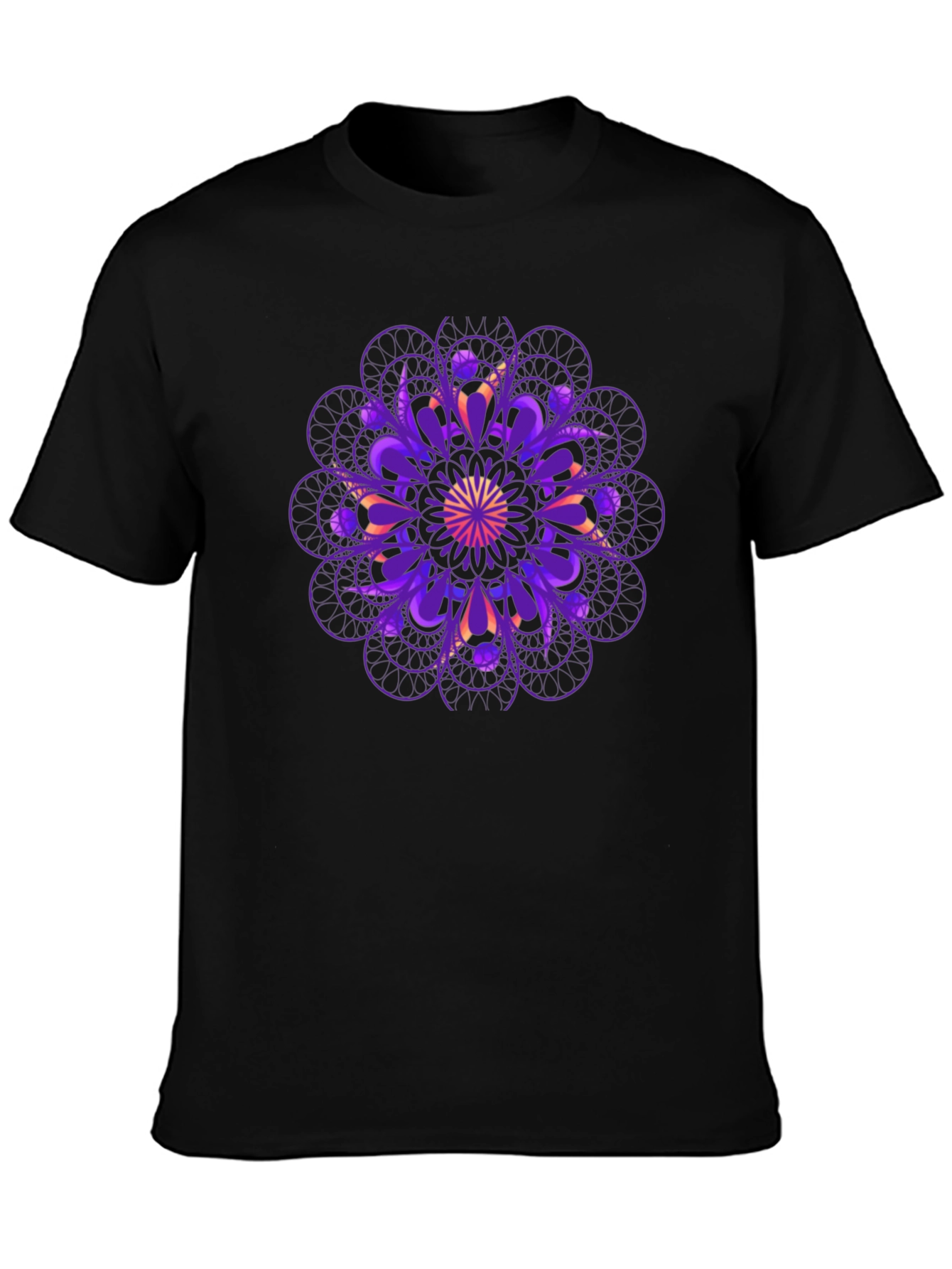 Geometric Mandala Graphic Tee - Black