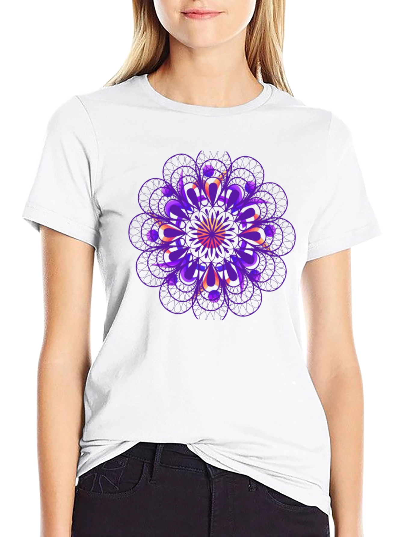 Geometric Mandala Graphic Tee - Black