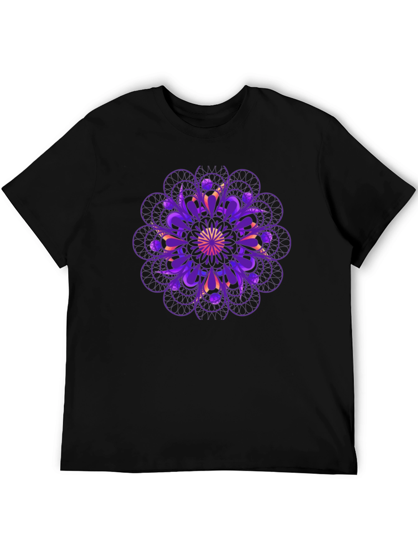 Geometric Mandala Graphic Tee - Black
