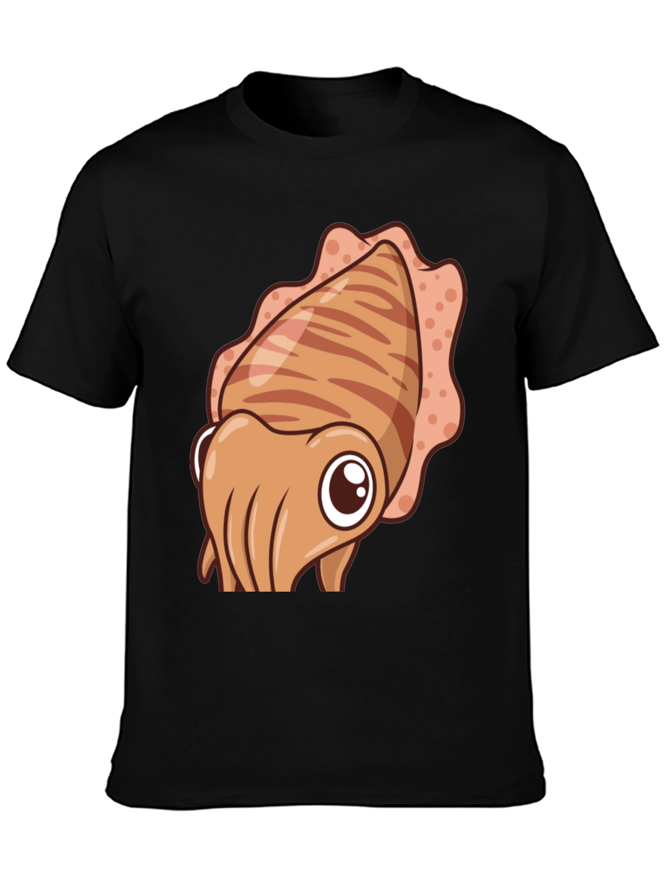 Cartoon Squid Graphic Tee - Black Cotton Comfort