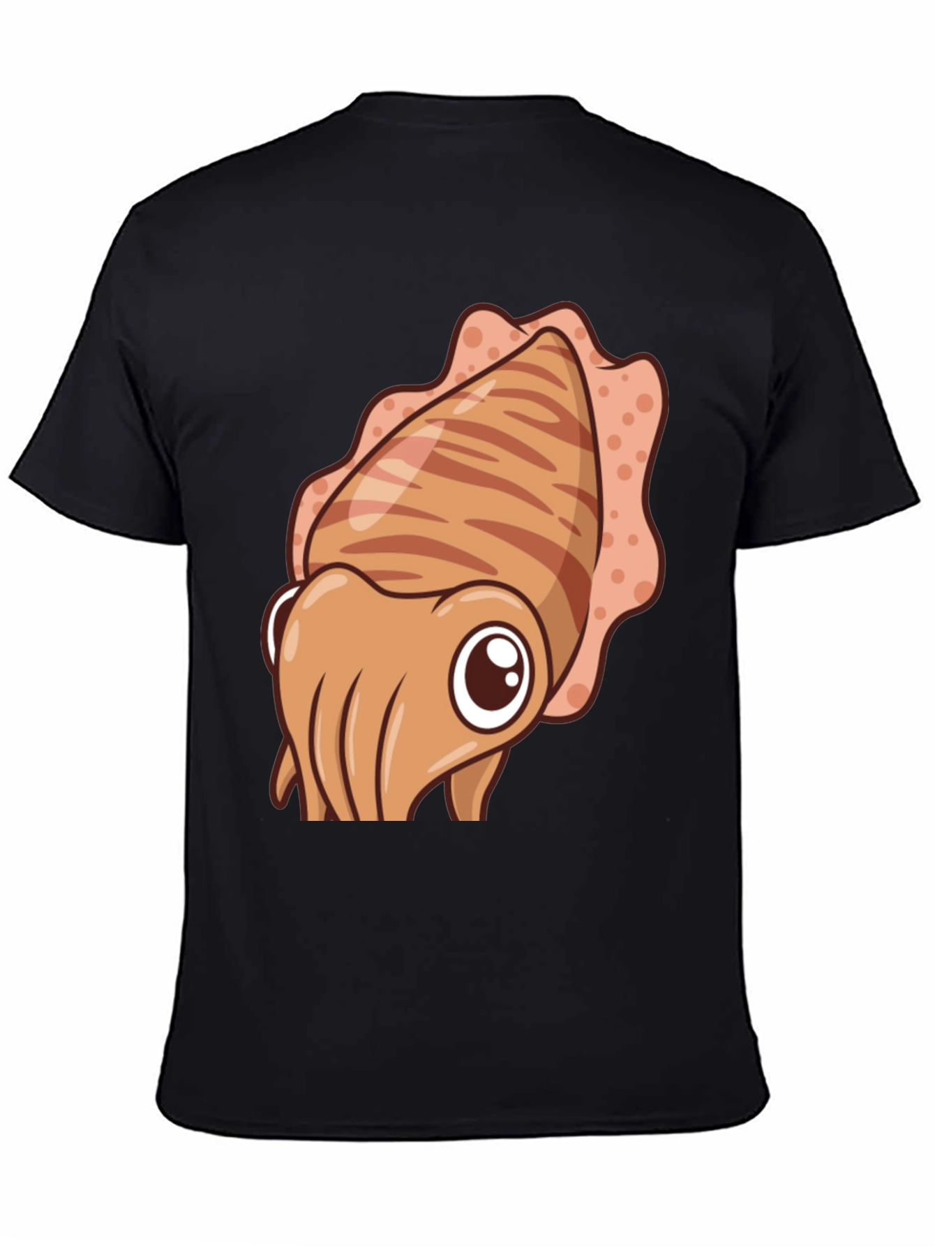 Cartoon Squid Graphic Tee - Black Cotton Comfort