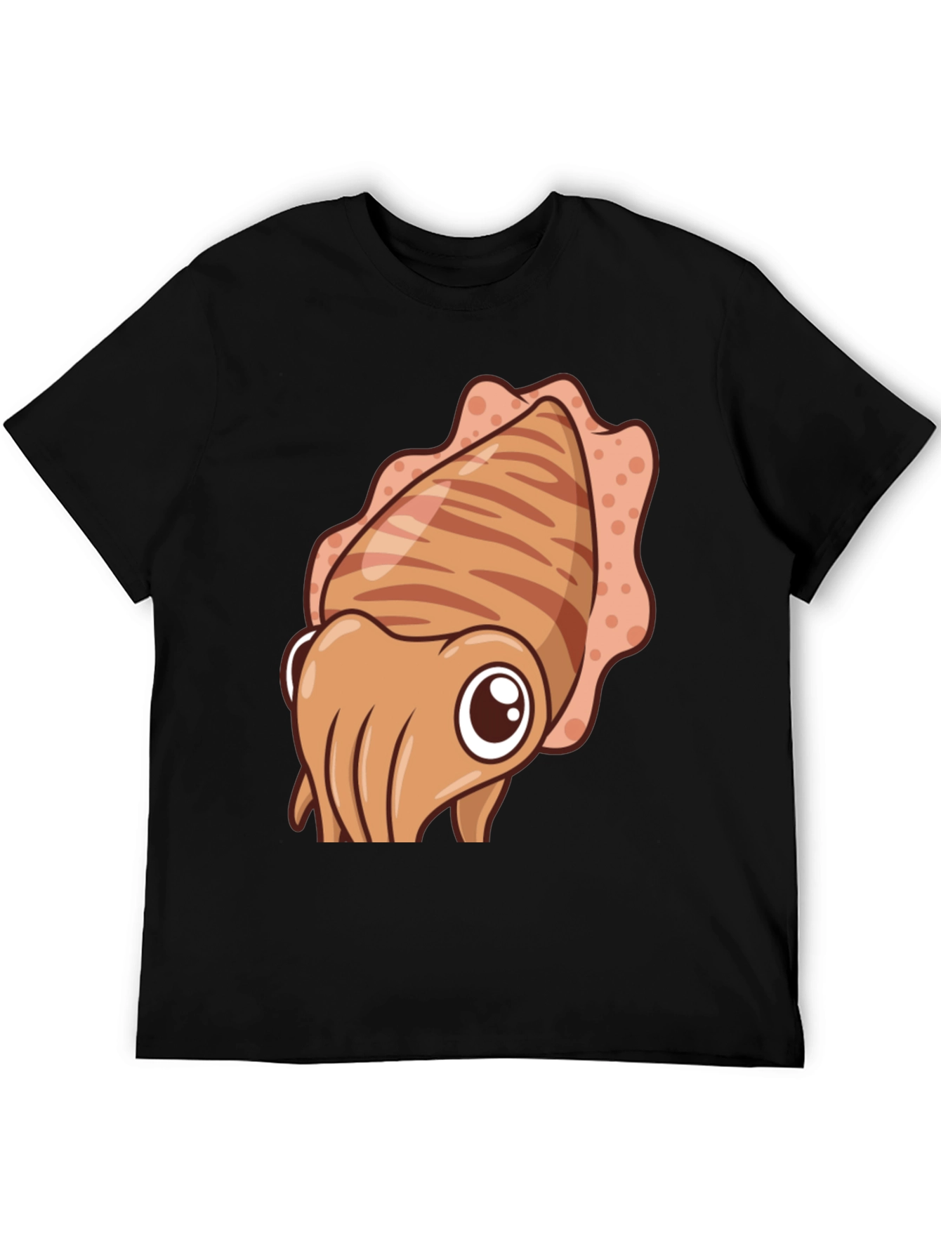 Cartoon Squid Graphic Tee - Black Cotton Comfort