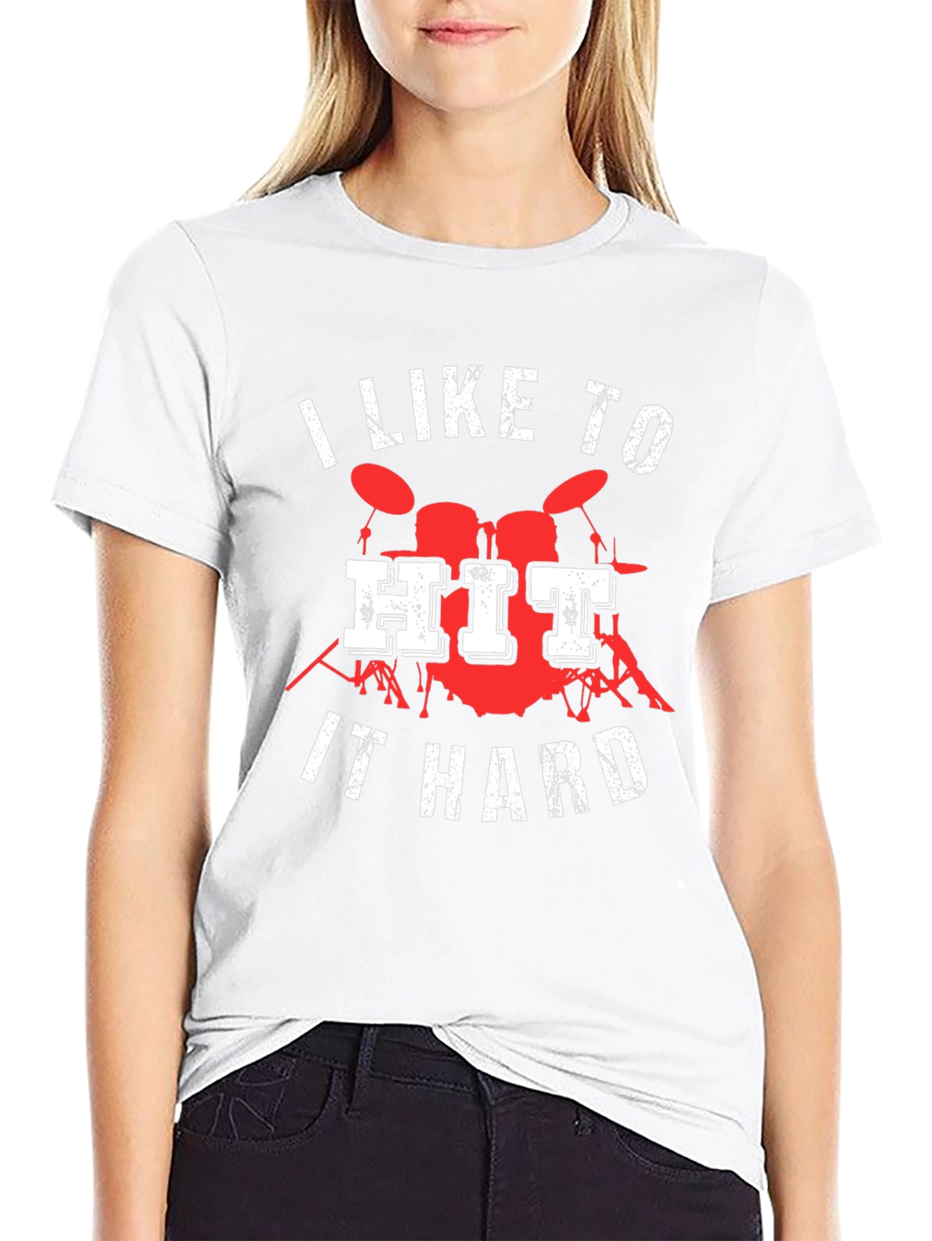 I Like to Hit It Hard Drummer T-Shirt