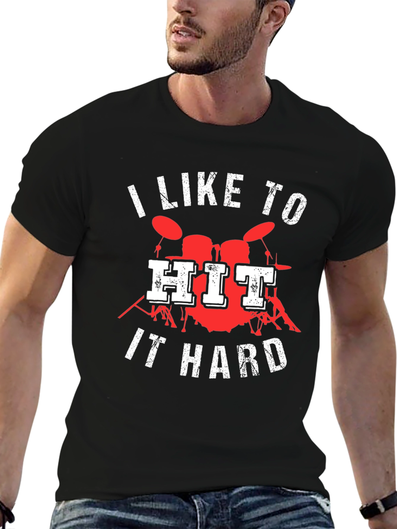 I Like to Hit It Hard Drummer T-Shirt