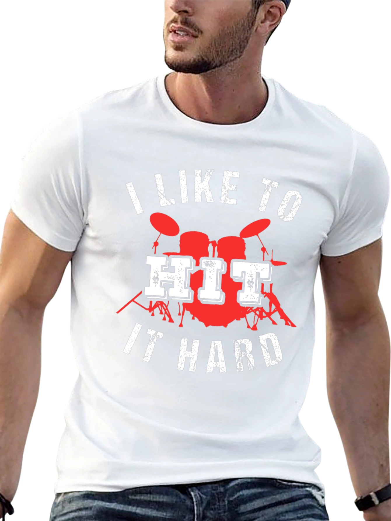 I Like to Hit It Hard Drummer T-Shirt
