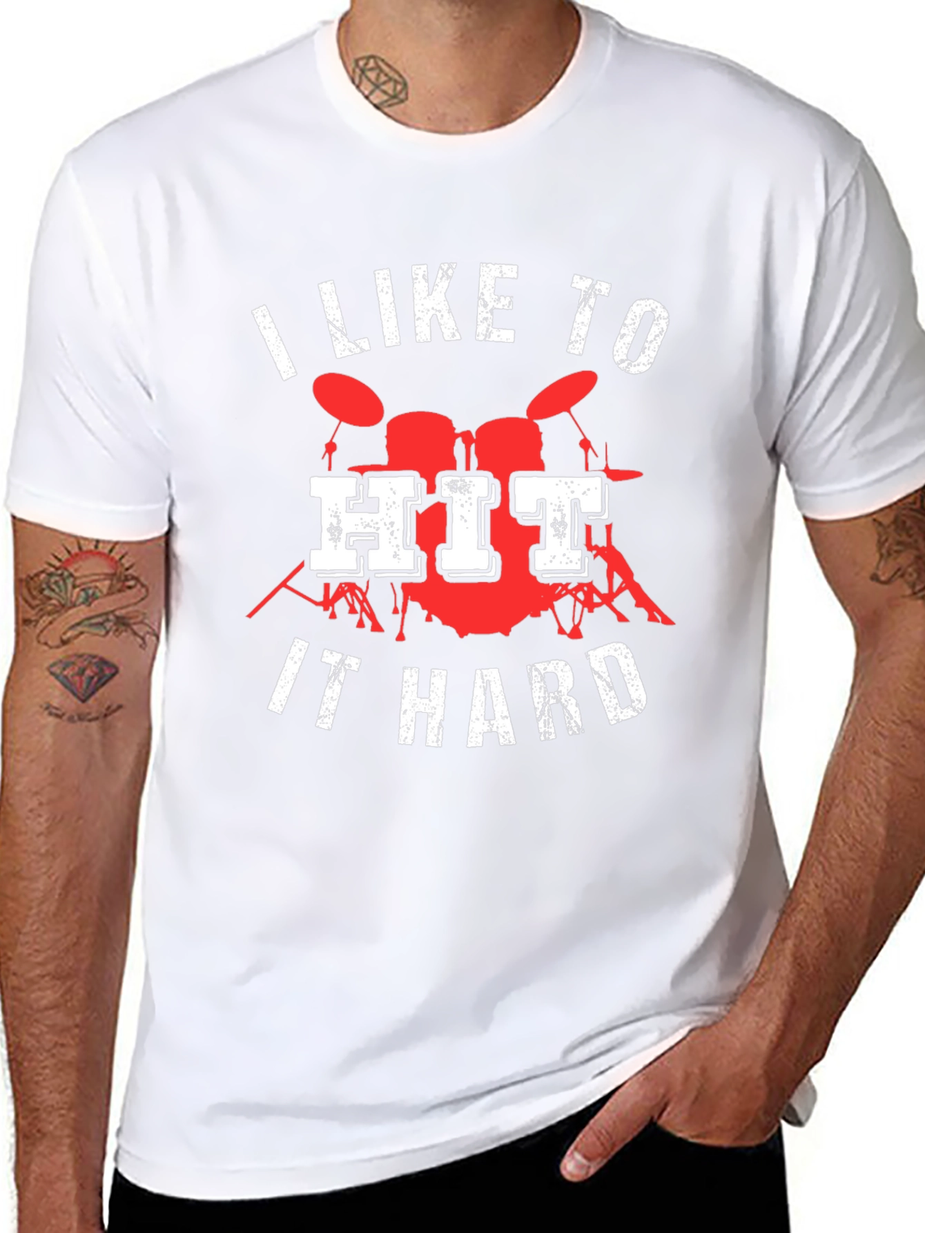 I Like to Hit It Hard Drummer T-Shirt