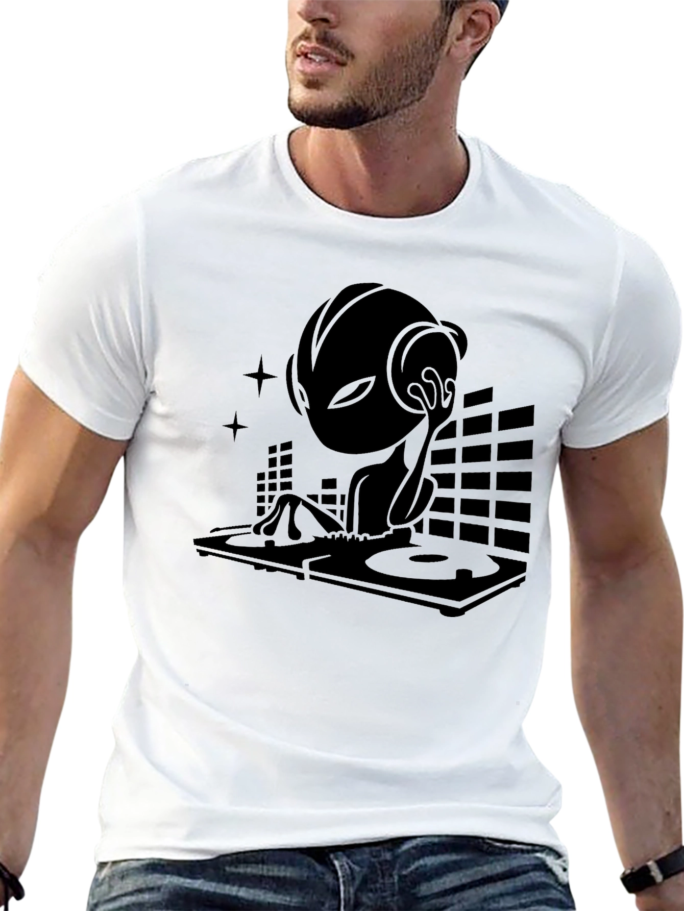 DJ Alien Graphic T-Shirt - Unique Design
